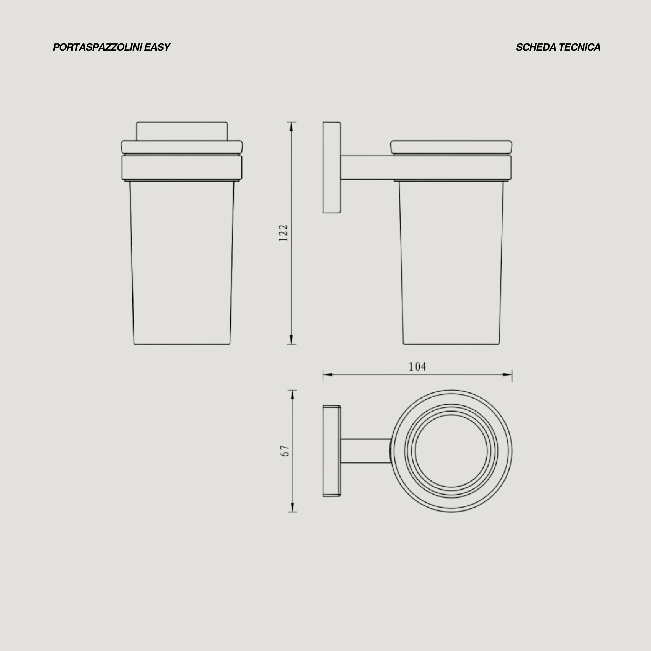 Portaspazzolino a Parete Feridras "Easy" Cromo Lucido