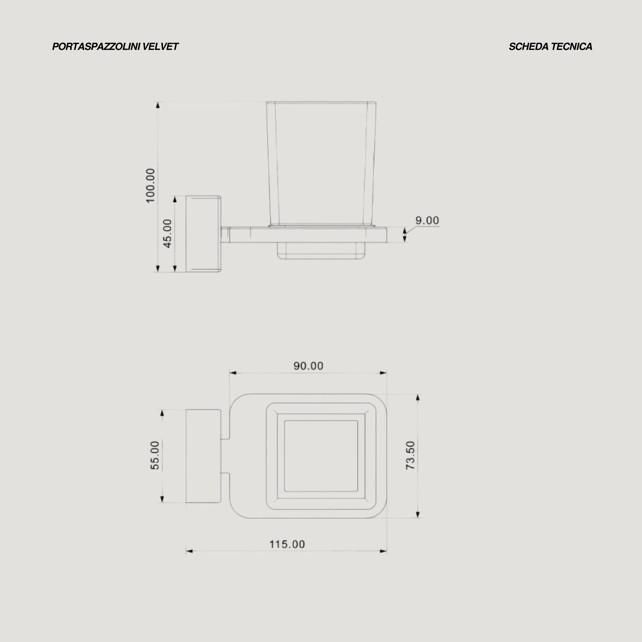 Portaspazzolino a Parete Feridras "Velvet" Cromo Lucido