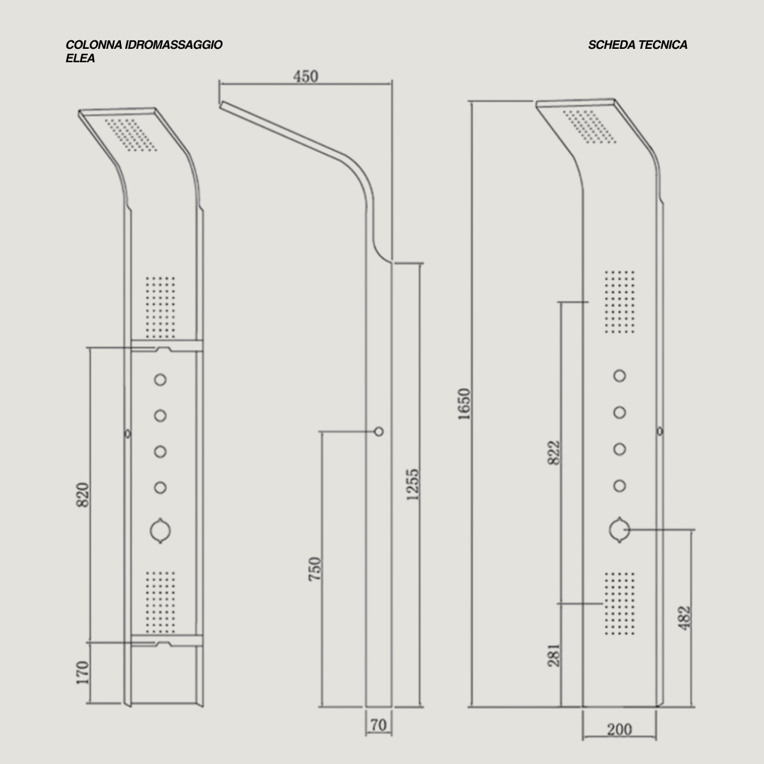 Colonna Doccia Idromassaggio Con Effetto Pioggia e Kit Doccetta Karag "Grande Elea" Cromo Lucido