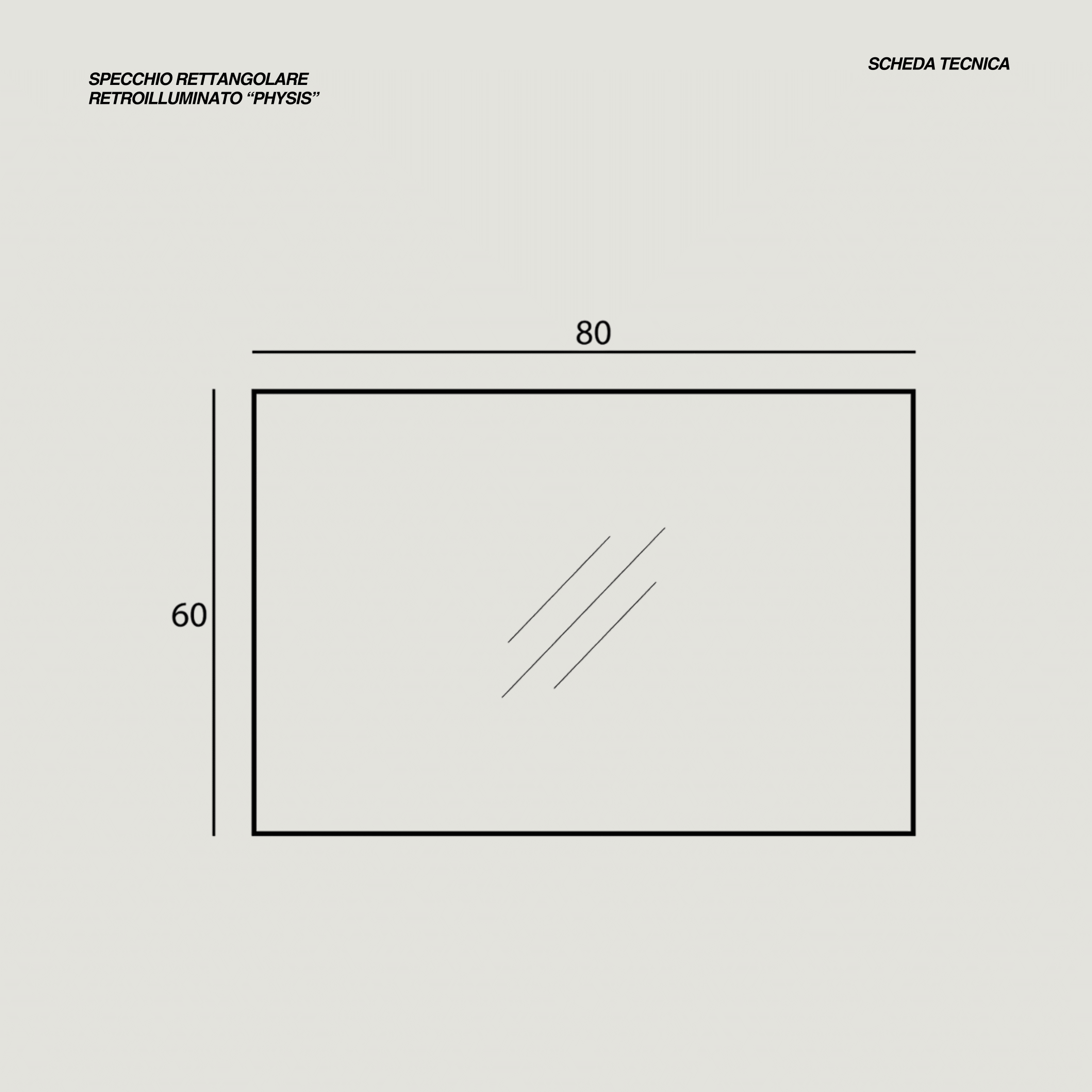 Specchio Rettangolare Retroilluminato 80x60 Con Touch Accensione Bluetooth e Tasto Antifog "Physis"