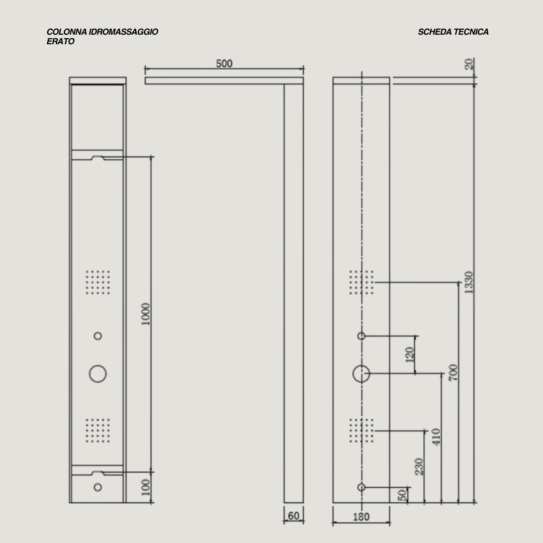 Colonna Doccia Idromassaggio Con Effetto Pioggia e Kit Doccetta Karag "Erato" Cromo Lucido