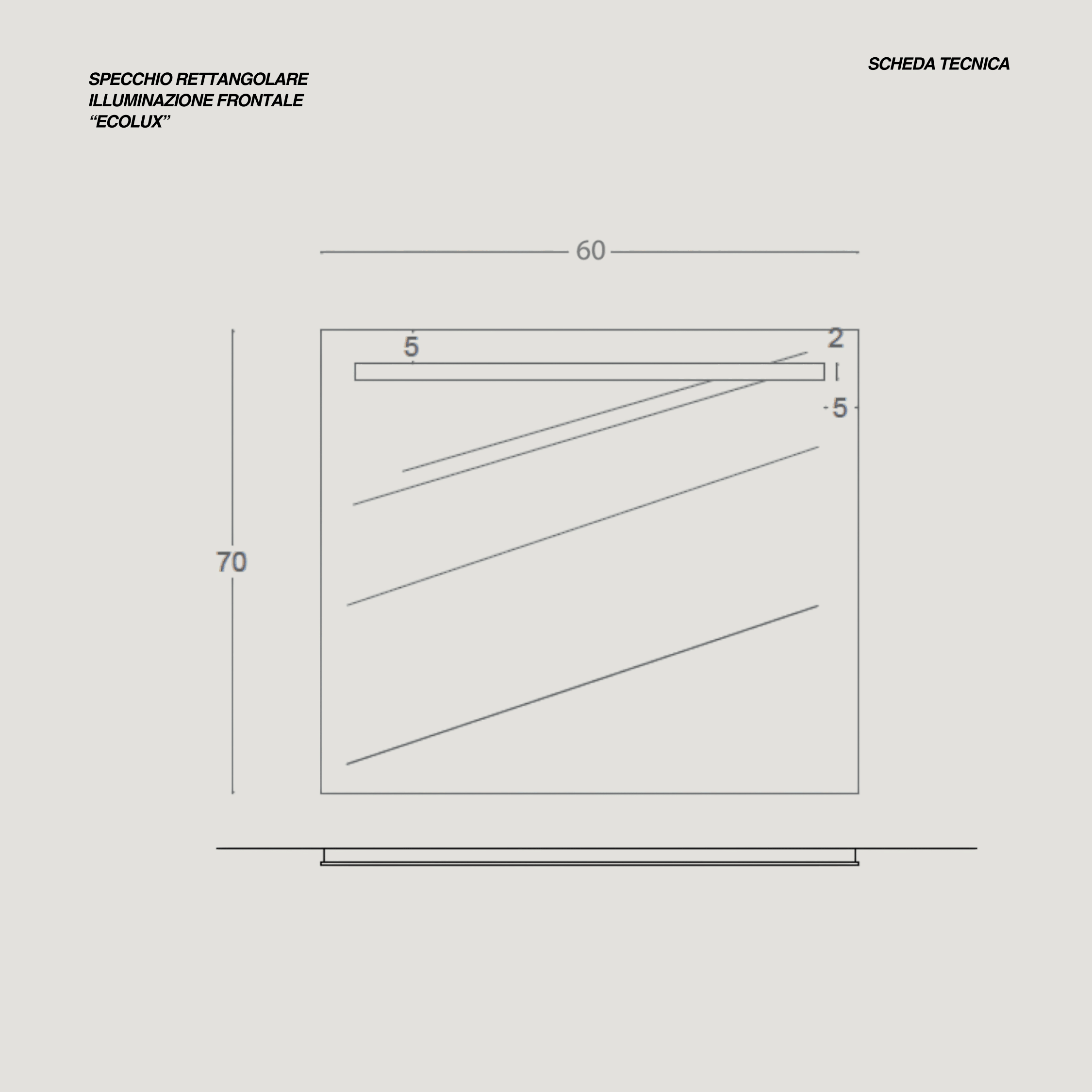 Specchio Rettangolare Illuminazione Frontale 60x70 "Ecolux"