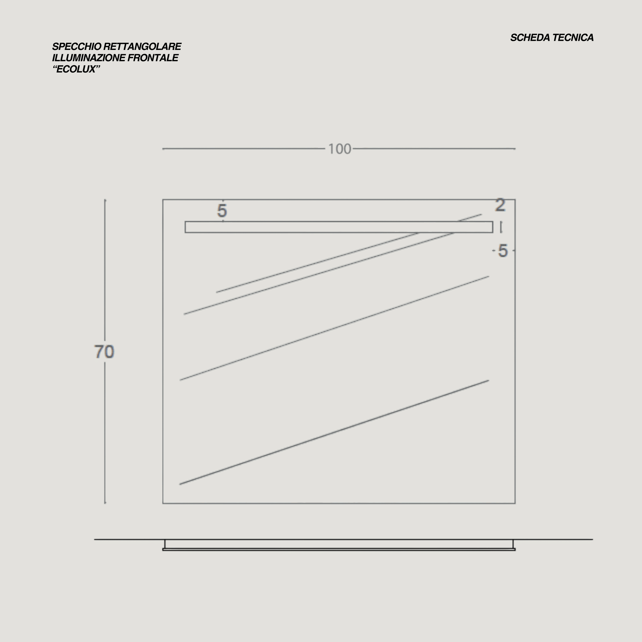 Specchio Rettangolare Illuminazione Frontale 100x70 "Ecolux"