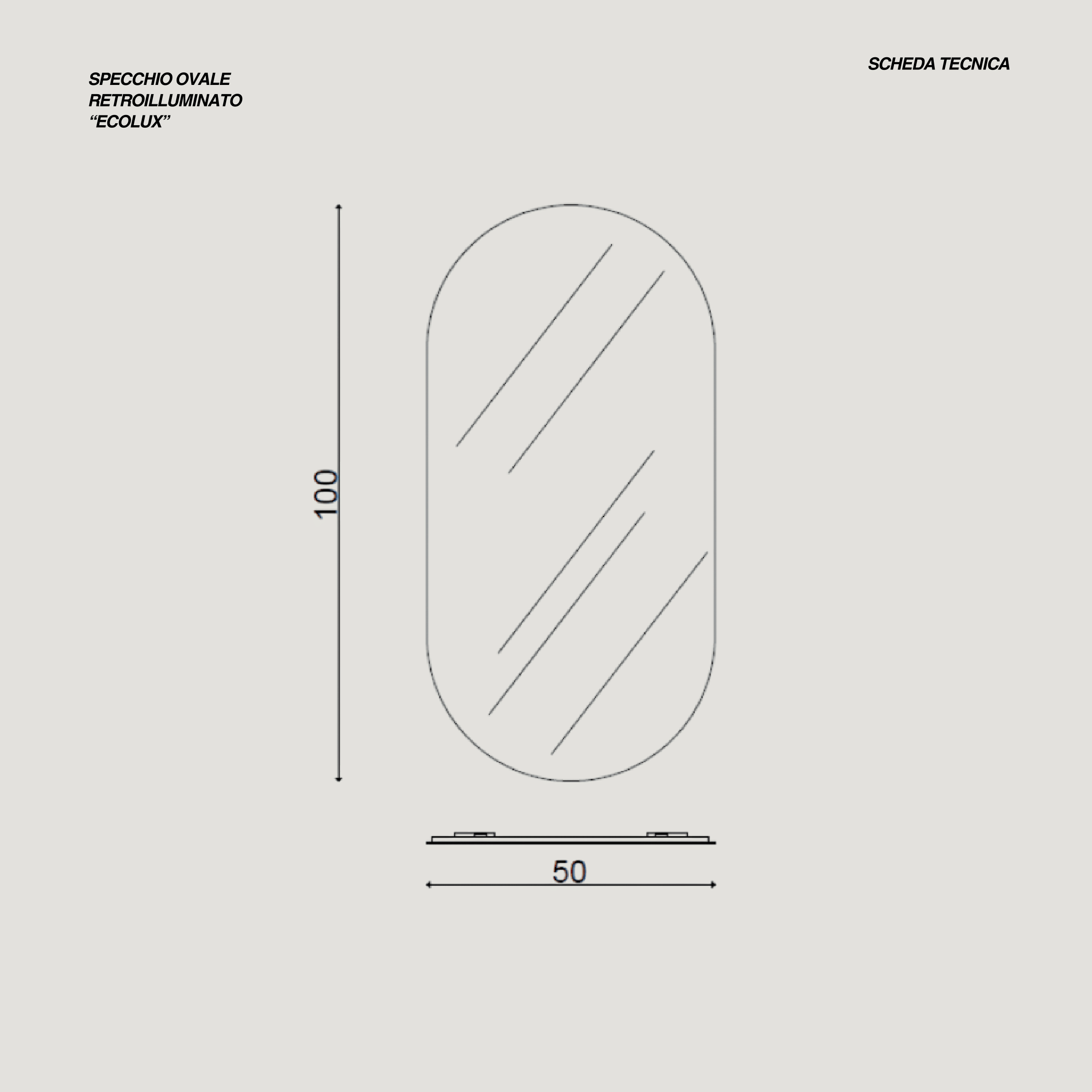Specchio Ovale Retroilluminato 50x100 "Ecolux"