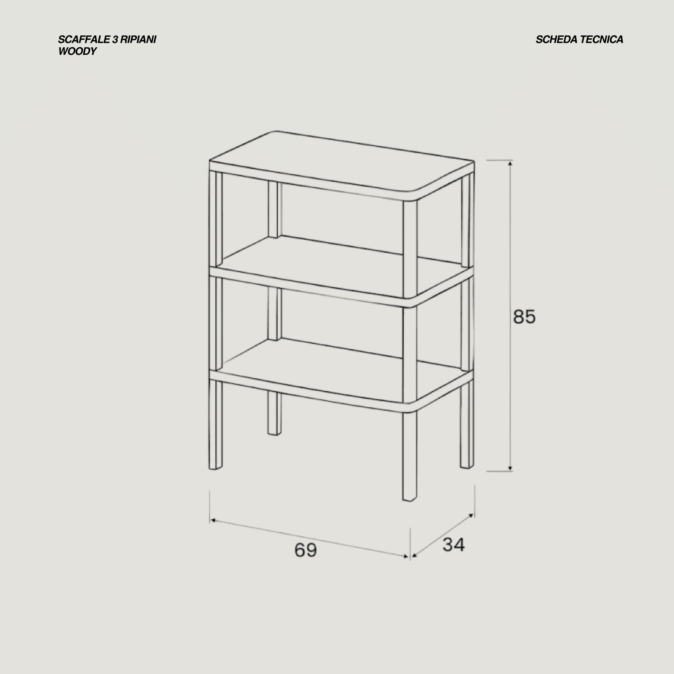 Scaffale Da Bagno Salvaspazio 85 Cm Tre Ripiani Feridras "Woody" Bianco