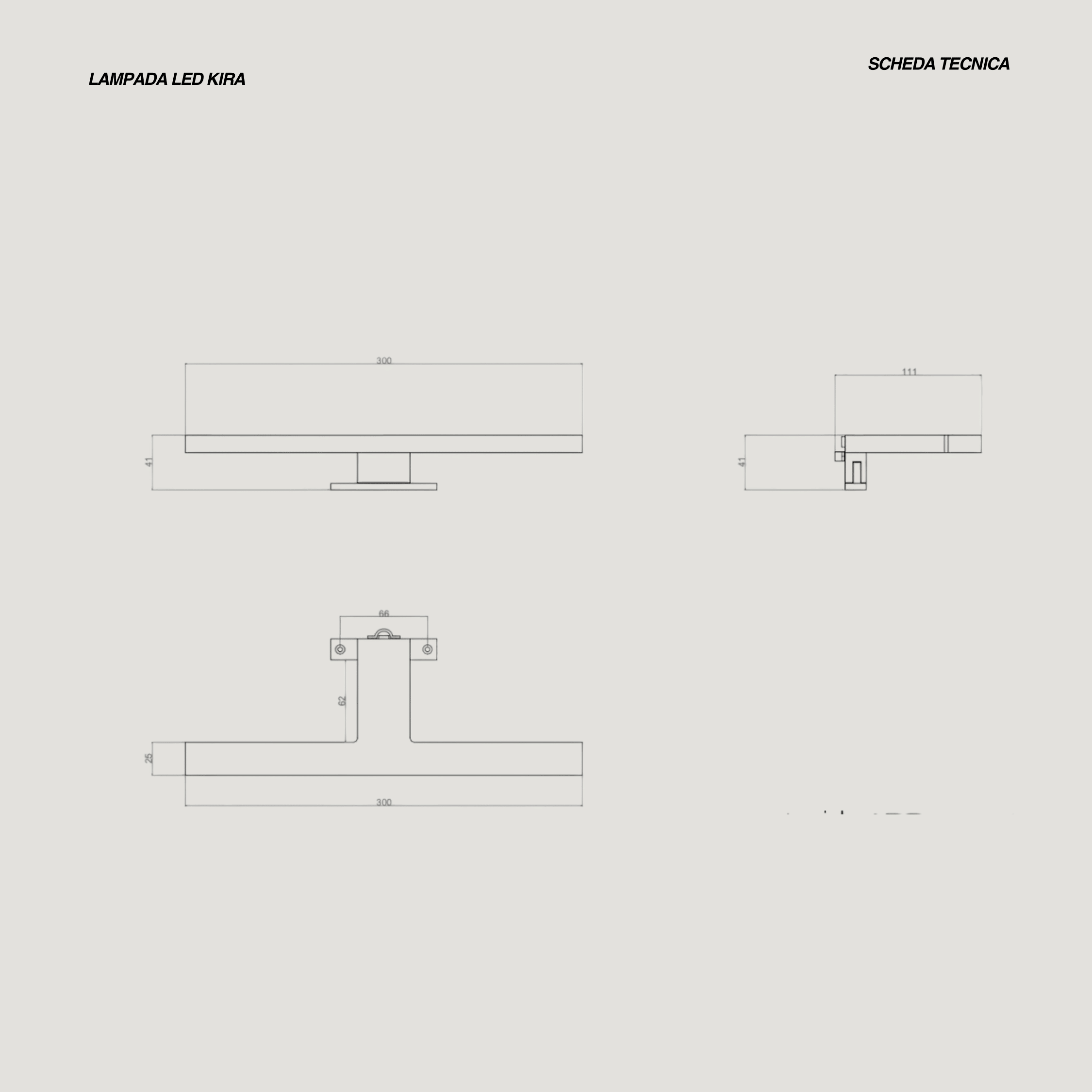 Lampada Led 30 Cm "Kira" Cromo Lucido