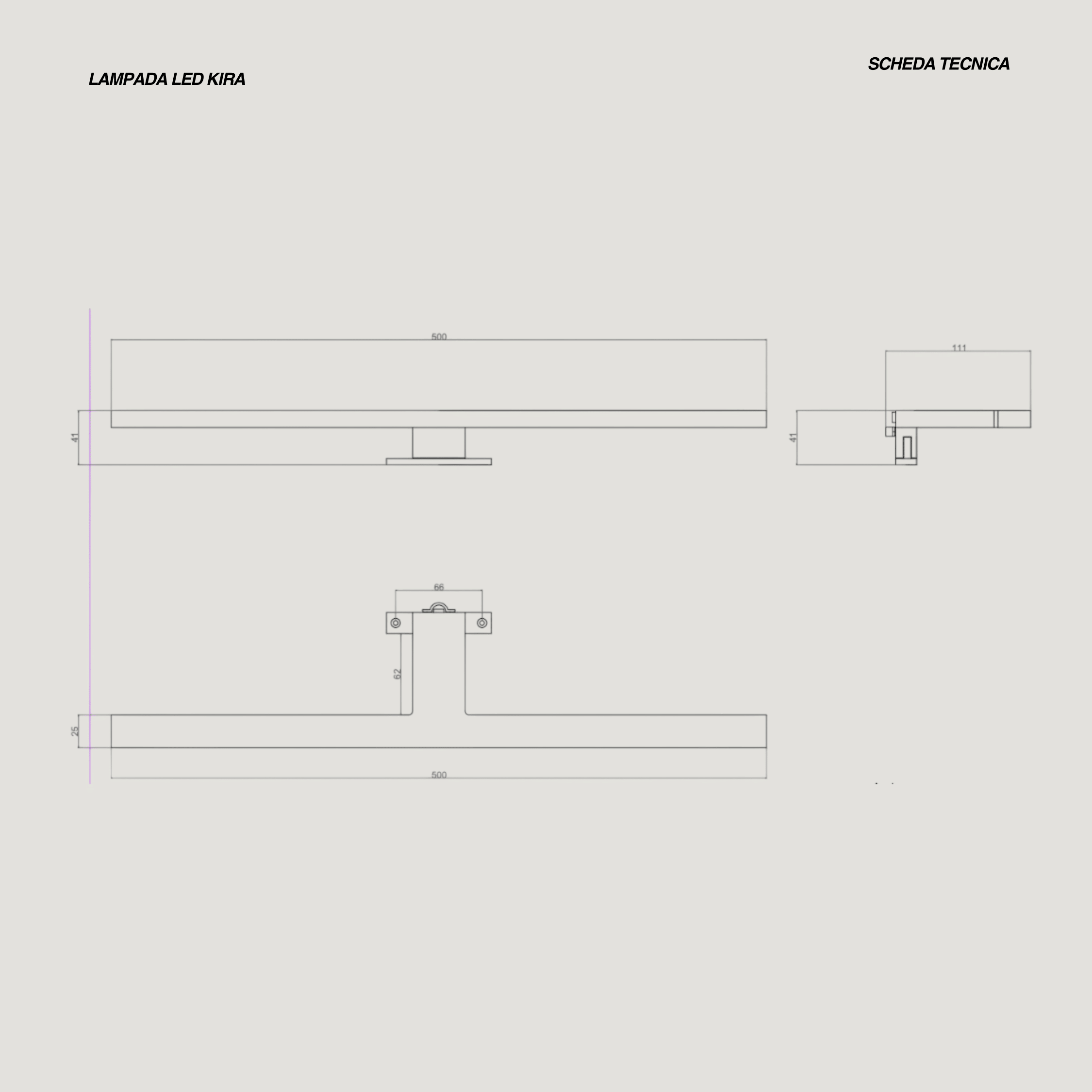 Lampada Led 50 Cm "Kira" Cromo Lucido