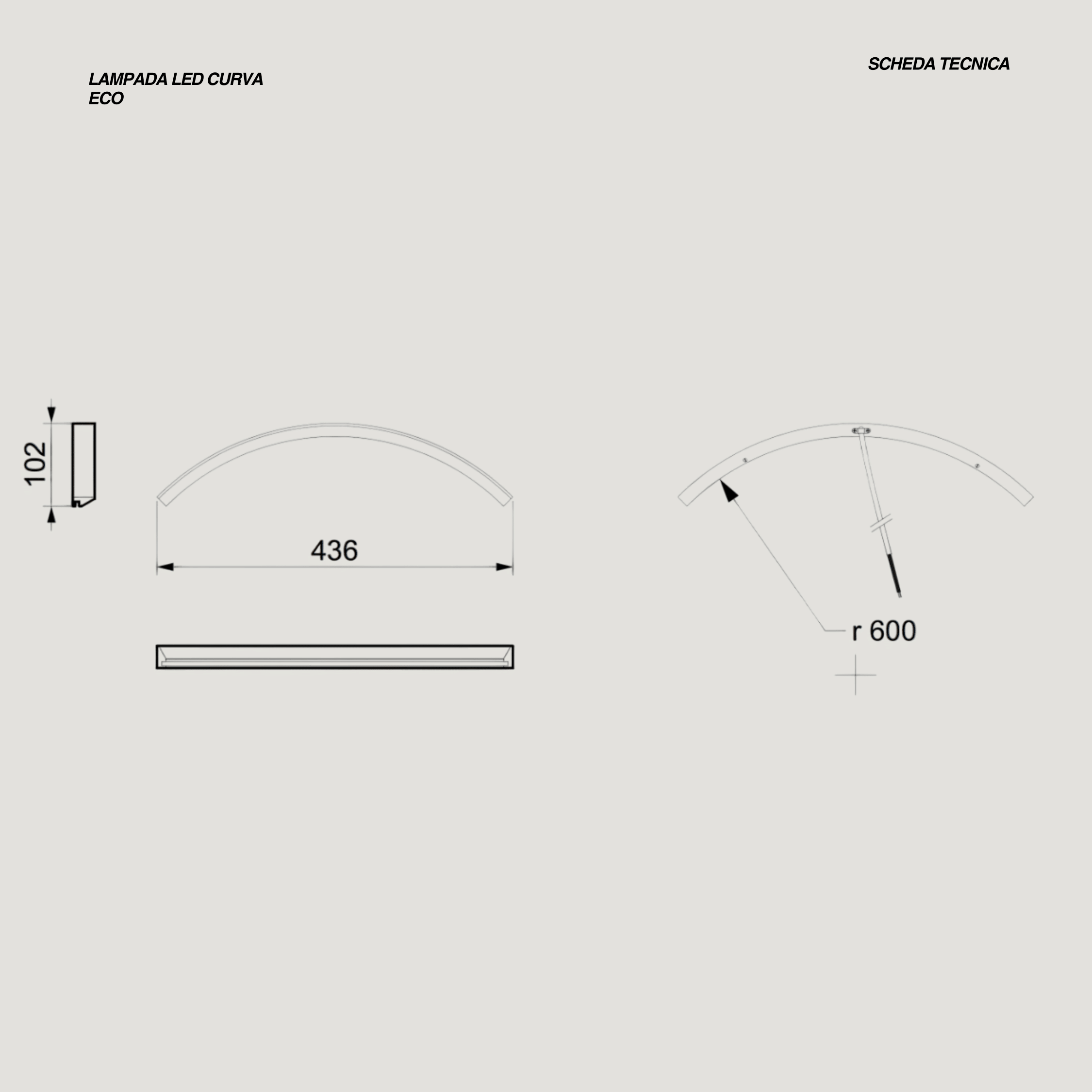 Lampada Led Curva Diametro 60 Cm Con Illuminazione Frontale "Eco" Cromo Lucido