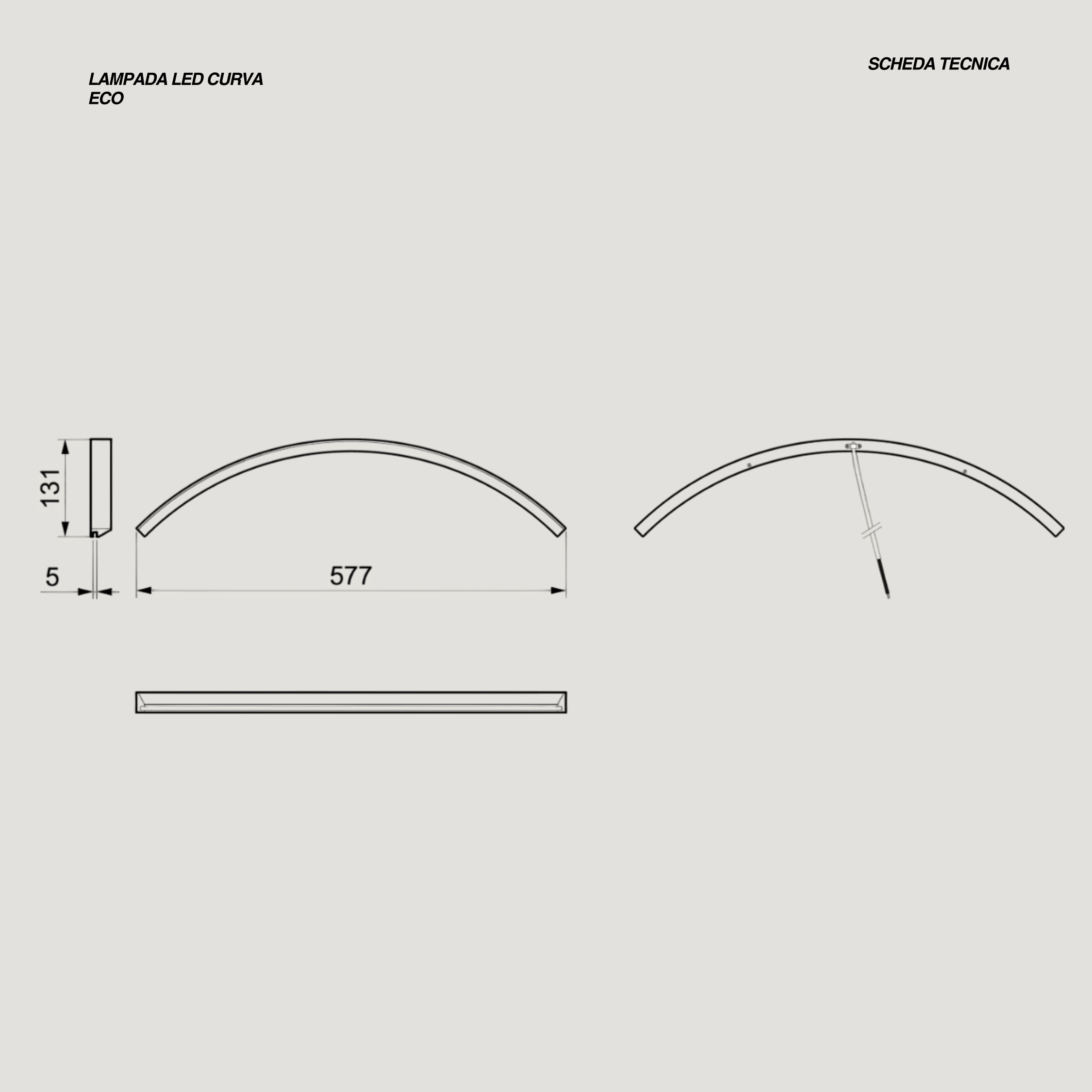 Lampada Led Curva Diametro 80 Cm Con Illuminazione Frontale "Eco" Cromo Lucido