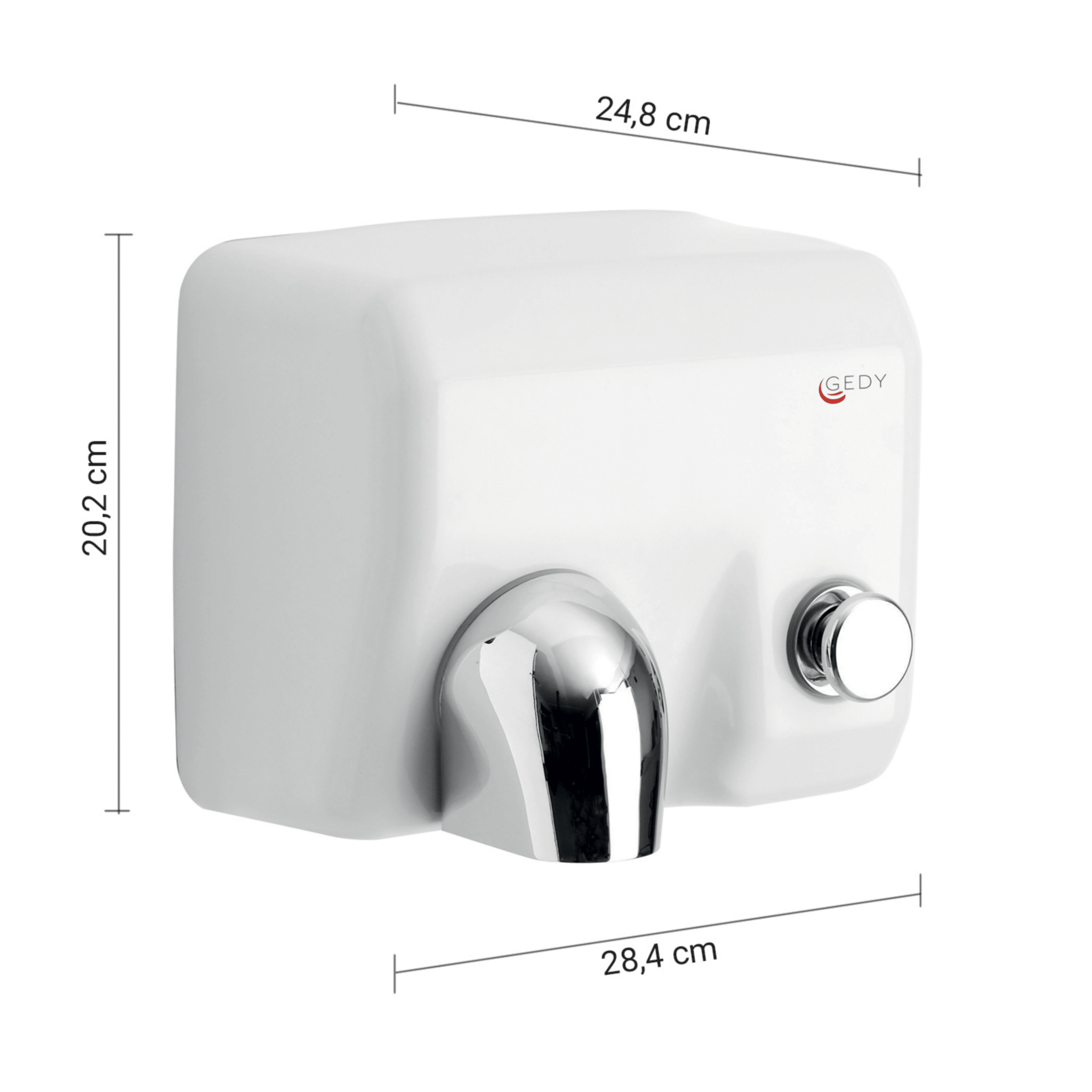 Asciugamani Elettrico a Parete Con Pulsante 2400W Gedy "Burian" Bianco - Dabicasa