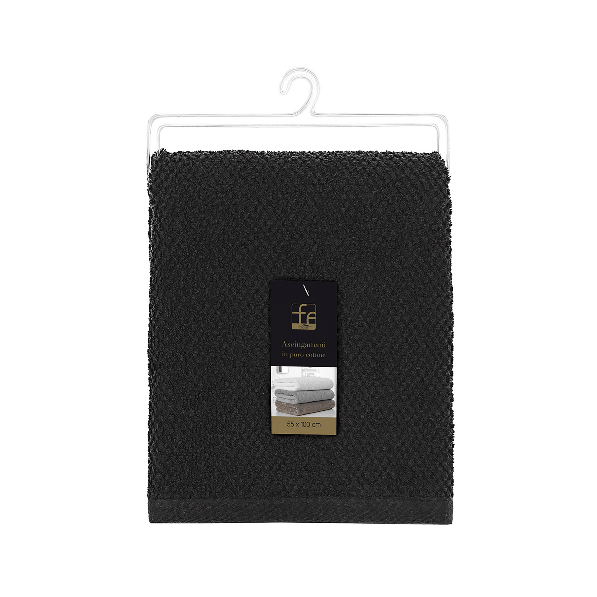 Asciugamano Viso Per Bagno 55x100 Cm Feridras "Gold" Nero - Dabicasa