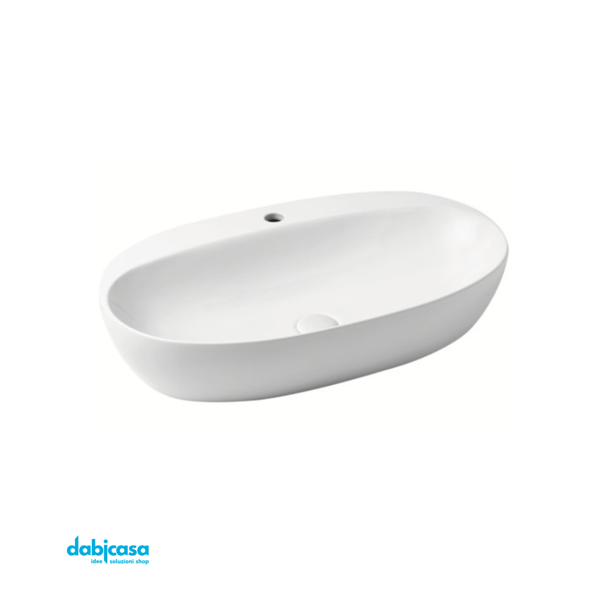 Azzurra Ceramica Lavabo "Elegance" Ovale D'Appoggio Linea Circle Con Foro 70cm - Dabicasa