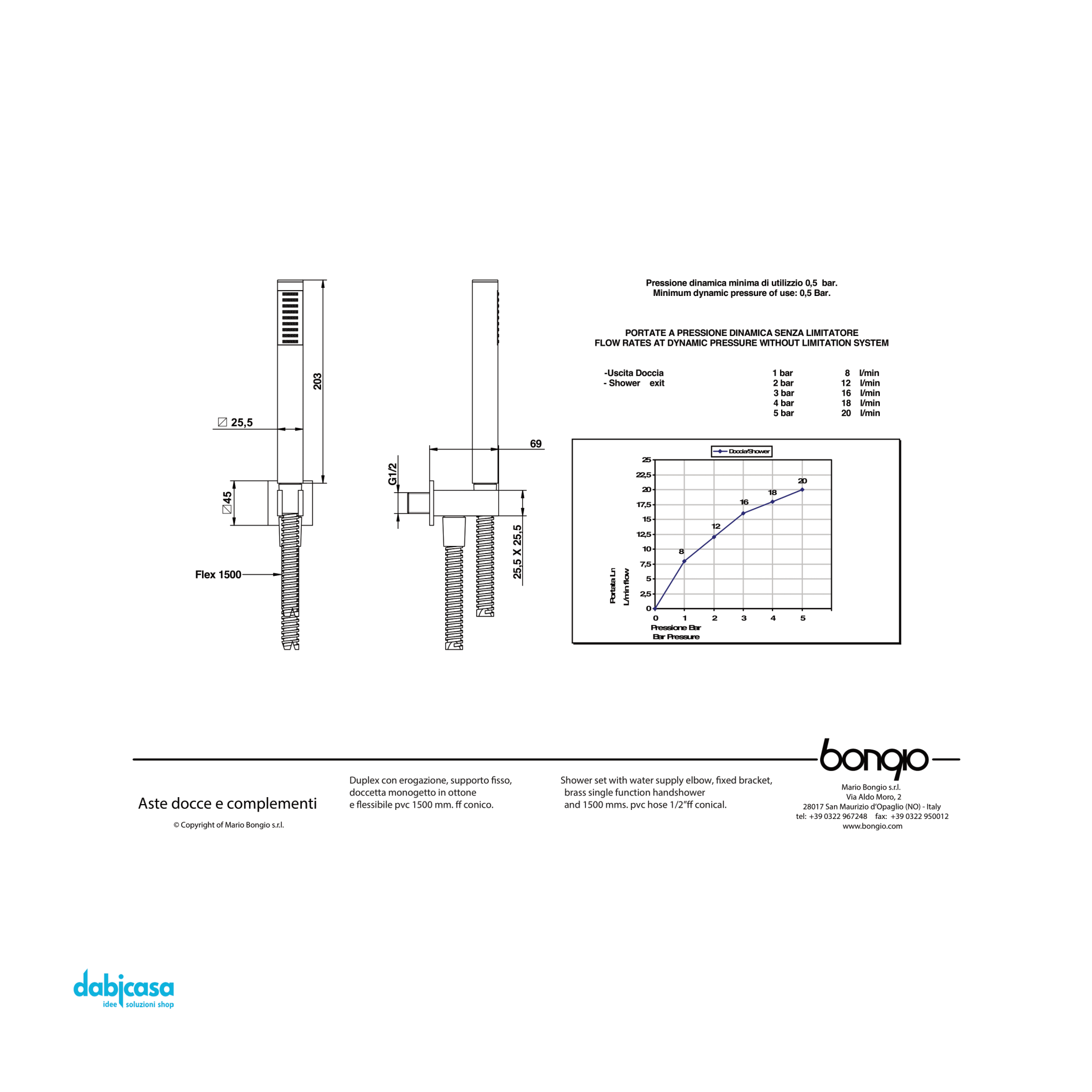 Bongio "Wellness" Set Doccia Completo C/Soffione Da 20x20 Quadro In Ottone Finitura Cromo Lucido - Dabicasa