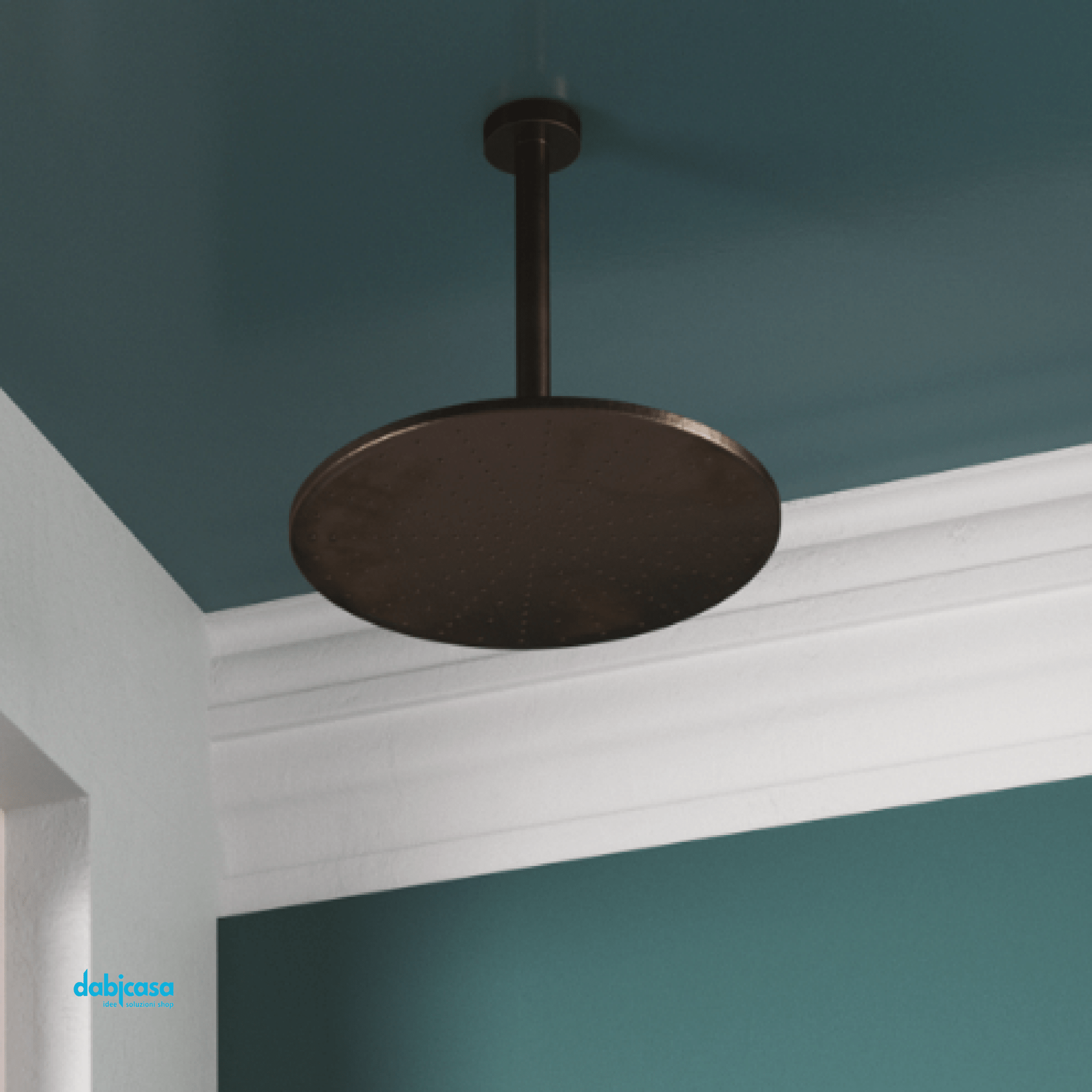 Bongio "Wellness" Soffione Tondo In Acciaio Incasso a Soffitto Da Diam. 44 Cm Nero Opaco - Dabicasa