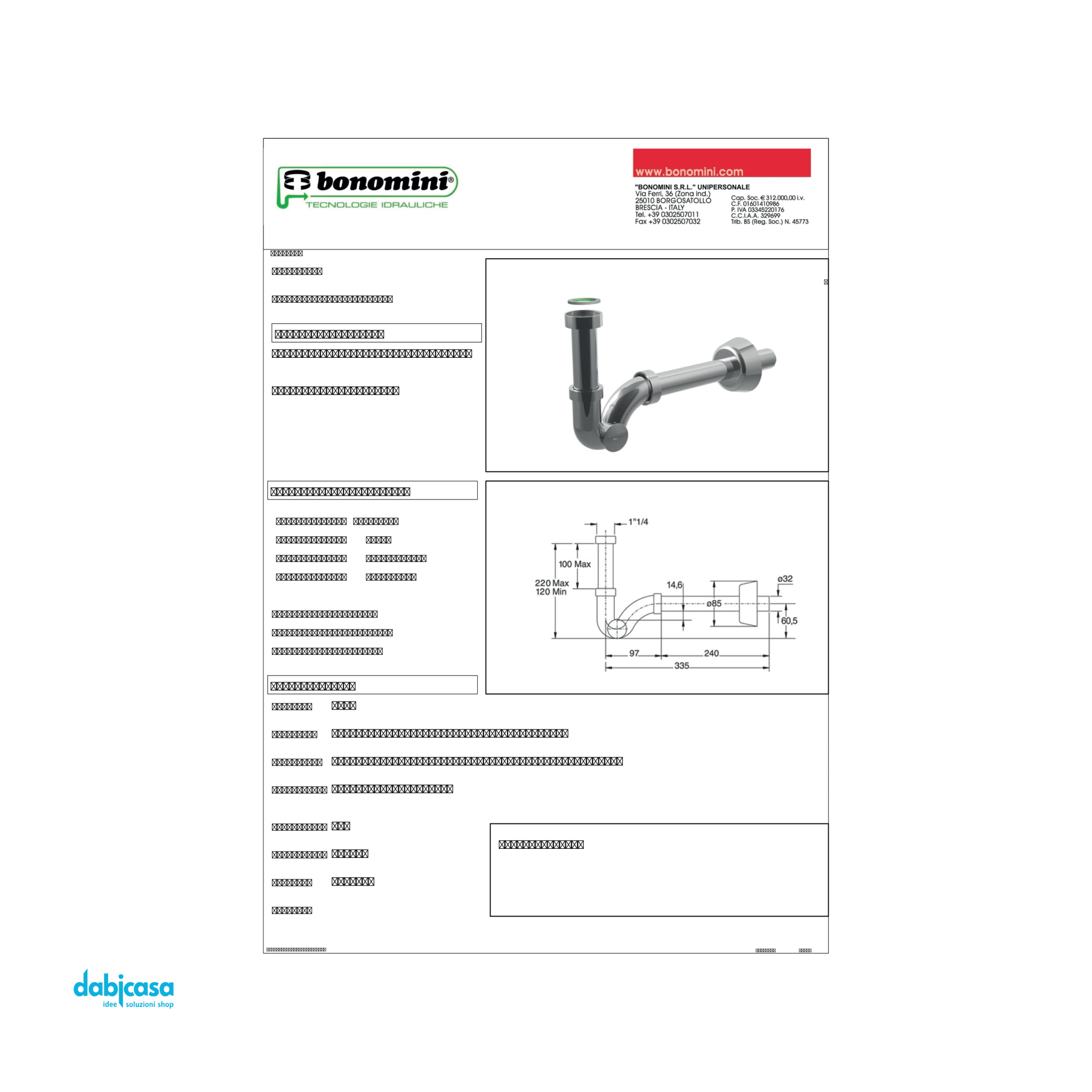 Bonomini "Esse" Sifone Ispezionabile Per Lavabo e Bidet In Abs/Ottone Finitura Cromo Lucido - Dabicasa