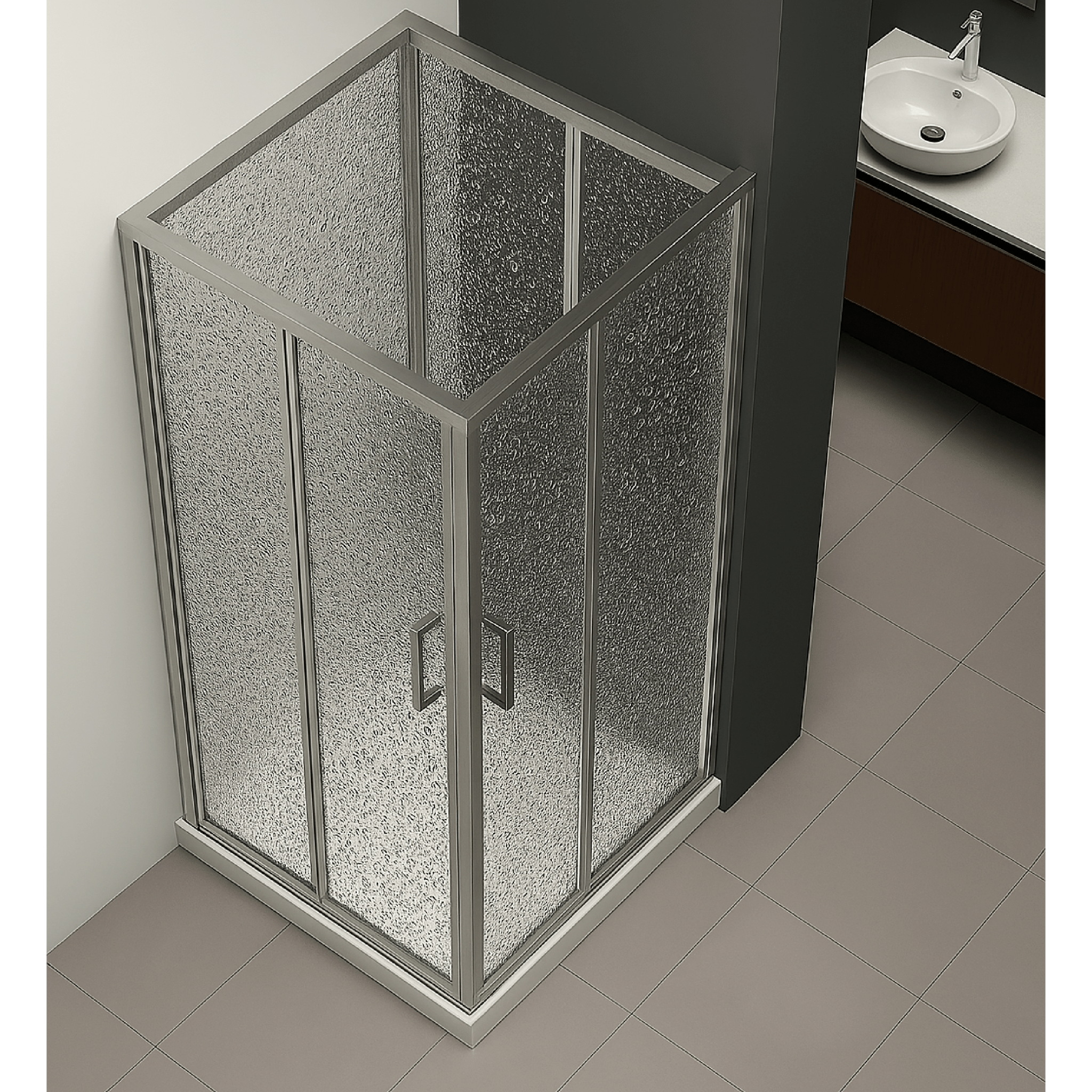 Box Doccia Angolare Scorrevole 120x140 Giava "Style" Argento Lucido/Vetro Stampato - Dabicasa