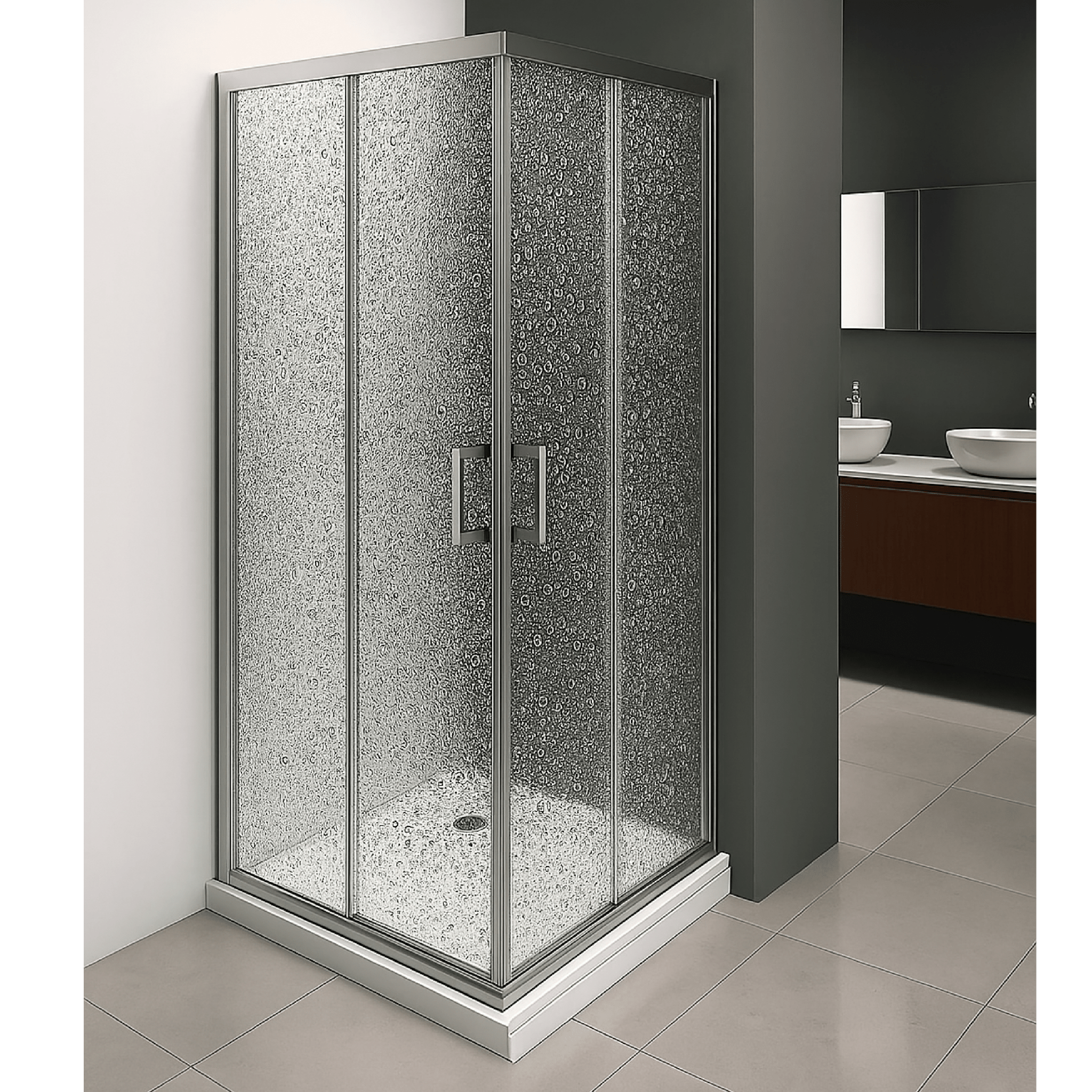 Box Doccia Angolare Scorrevole 120x140 Giava "Style" Argento Lucido/Vetro Stampato - Dabicasa