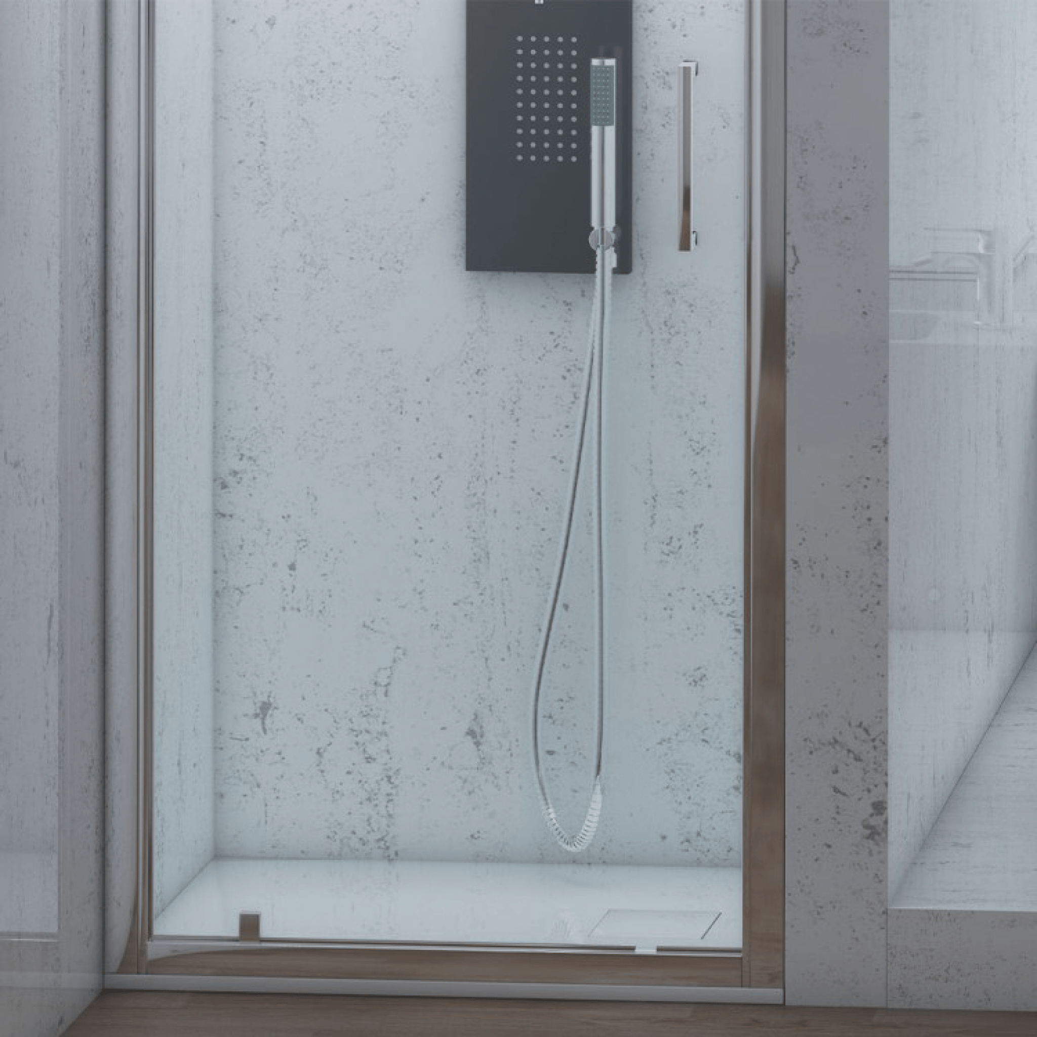 Box Doccia Battente 90 Cm Feridras "T - Squared" Alluminio Lucido/Vetro Trasparente - Dabicasa