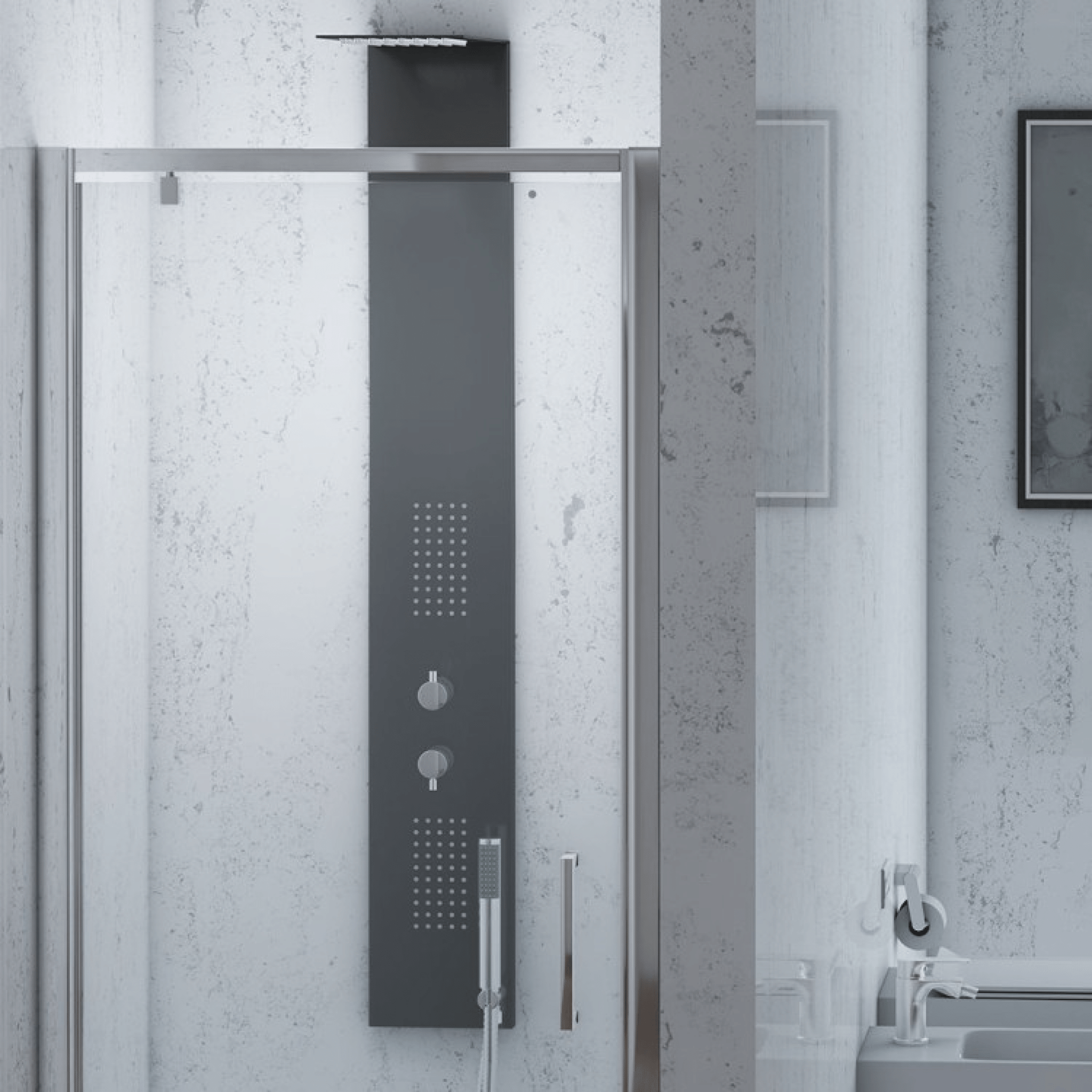 Box Doccia Battente 90 Cm Feridras "T - Squared" Alluminio Lucido/Vetro Trasparente - Dabicasa
