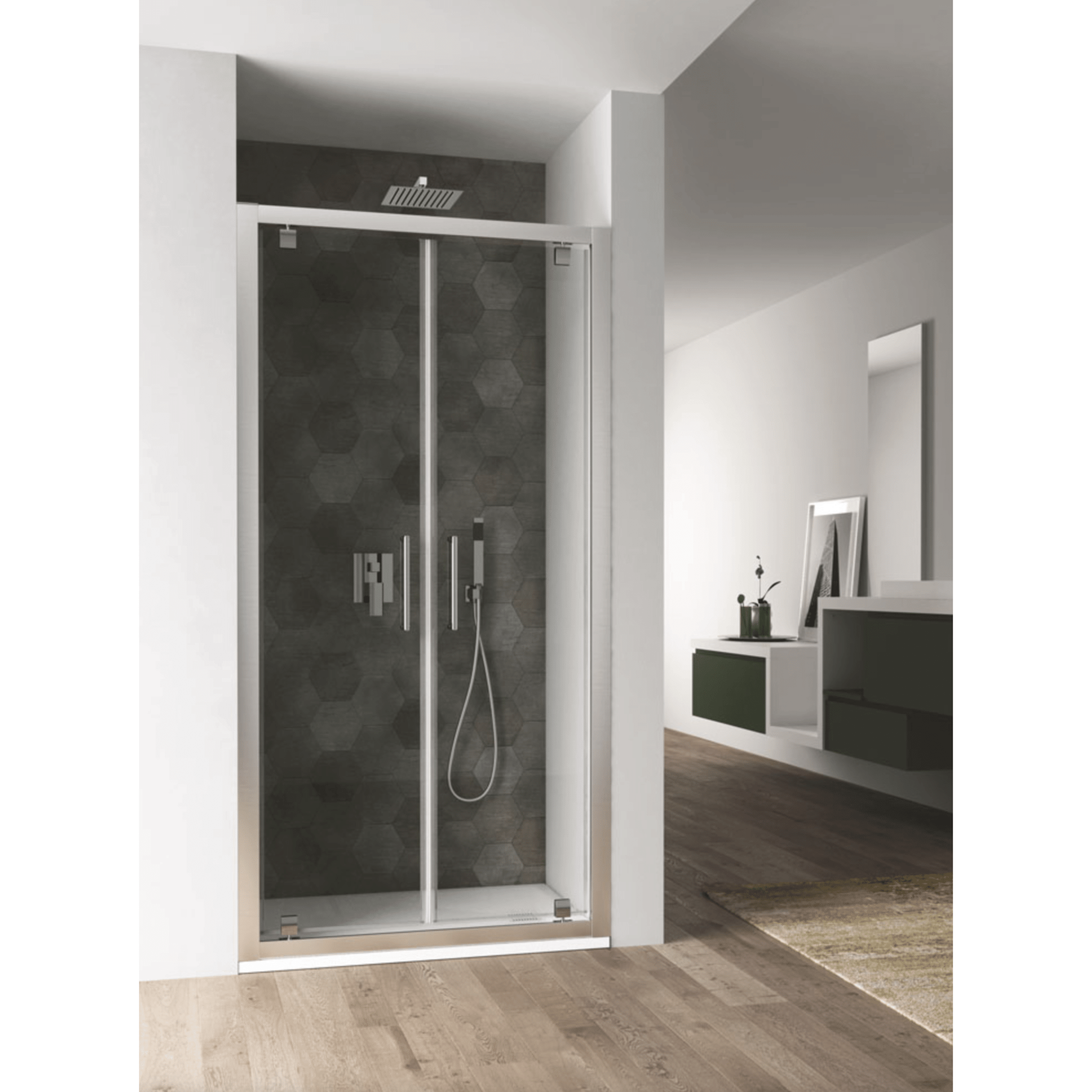 Box Doccia Battente Con Doppia Porta 100 Cm Vanita Docce "Hera" Cromo Lucido/Vetro Trasparente - Dabicasa