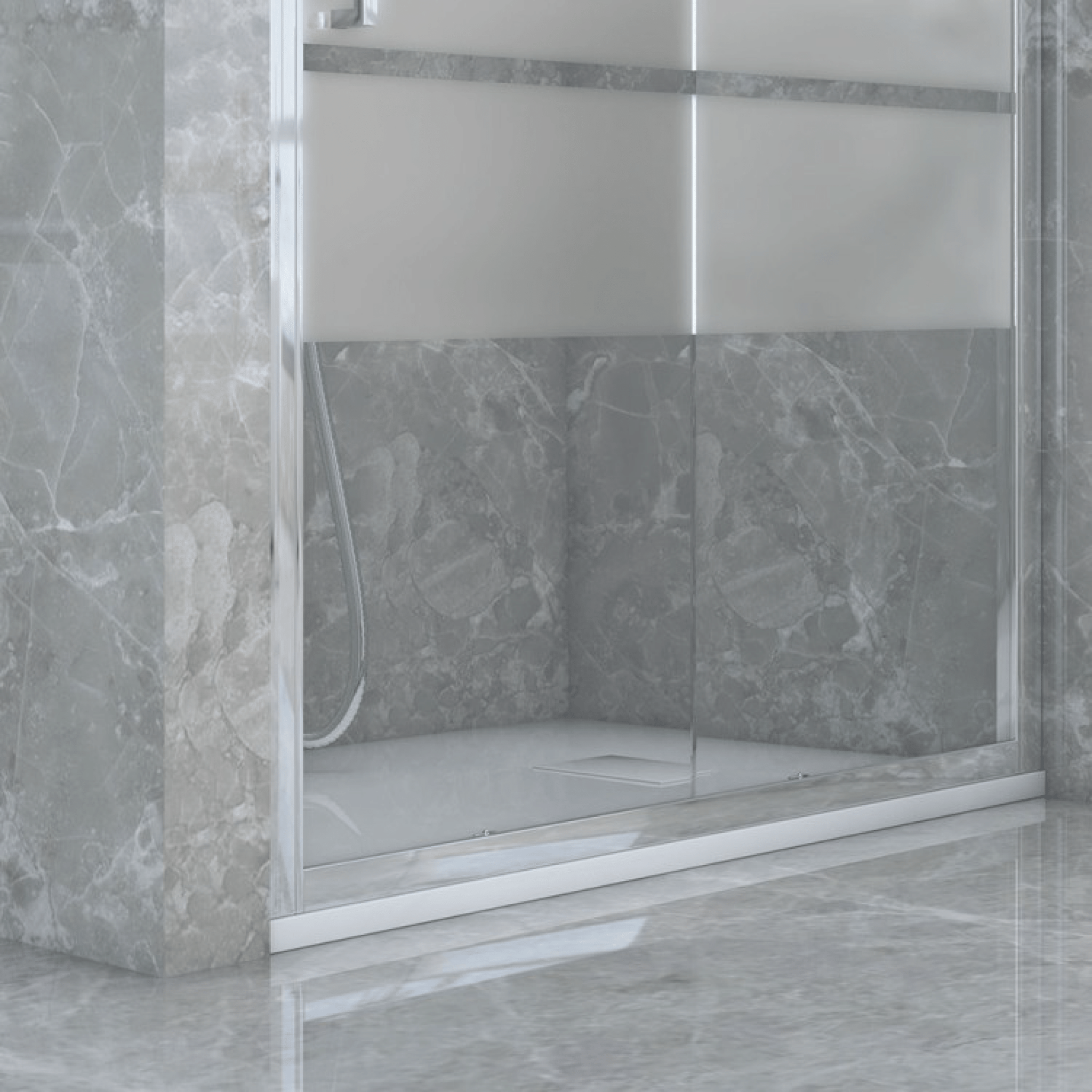 Box Doccia Scorrevole 140 Cm Feridras "T - Squared" Alluminio Lucido/Vetro Serigrafato - Dabicasa