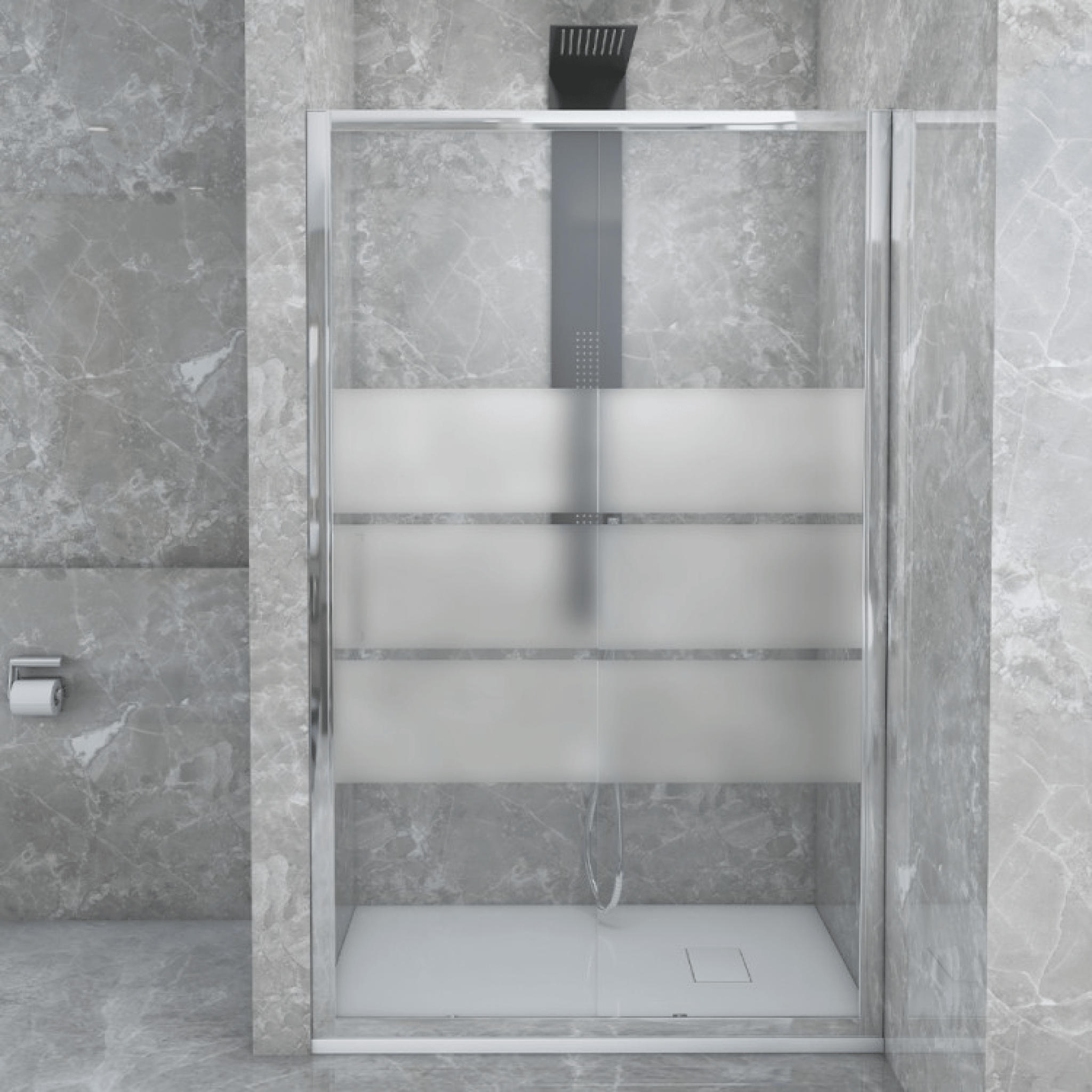 Box Doccia Scorrevole 140 Cm Feridras "T - Squared" Alluminio Lucido/Vetro Serigrafato - Dabicasa