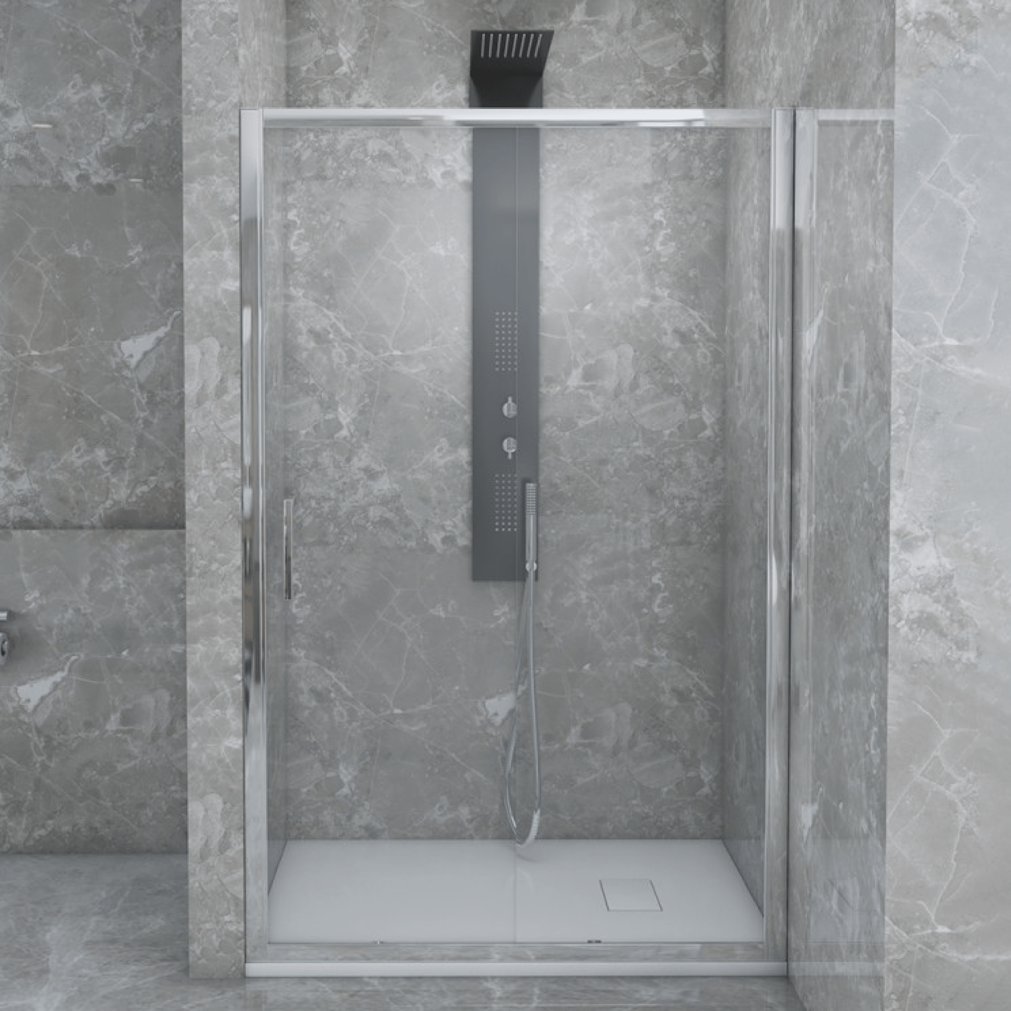 Box Doccia Scorrevole 140 Cm Feridras "T - Squared" Alluminio Lucido/Vetro Trasparente - Dabicasa