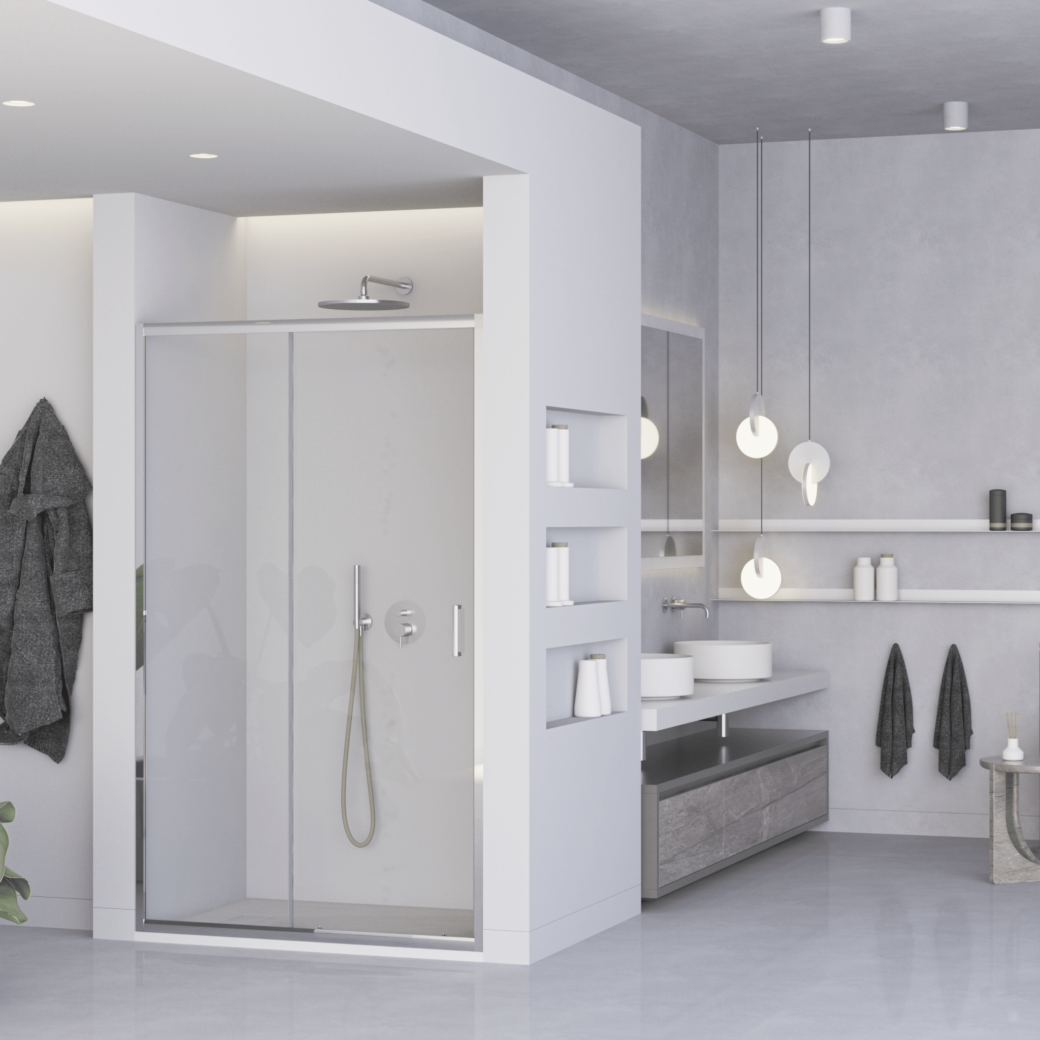 Box Doccia Scorrevole 150 Cm Feridras "T - Special" Argento Lucido/Vetro Trasparente - Dabicasa