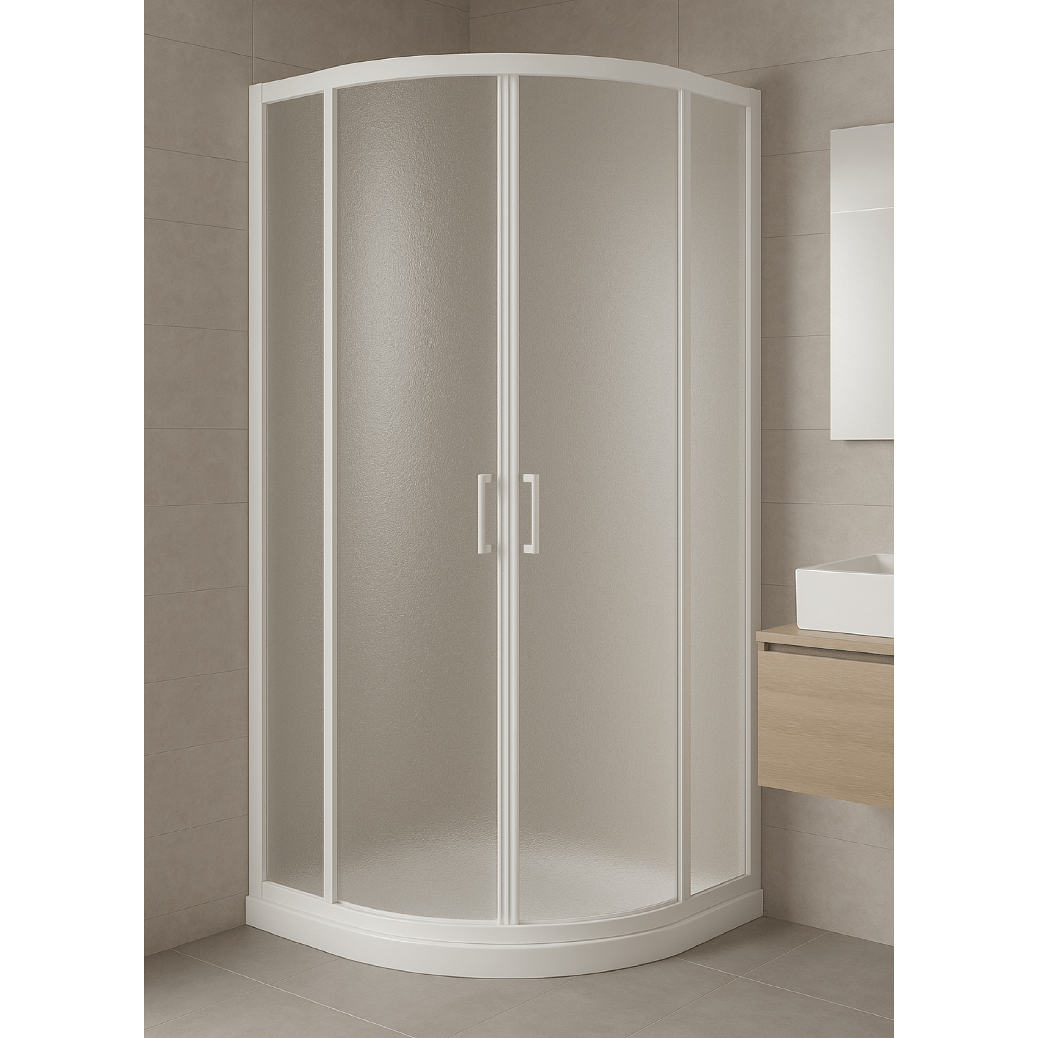 Box Doccia Semicircolare Angolare 75x75 Giava "Tonga" Bianco/Vetro Rugiada - Dabicasa