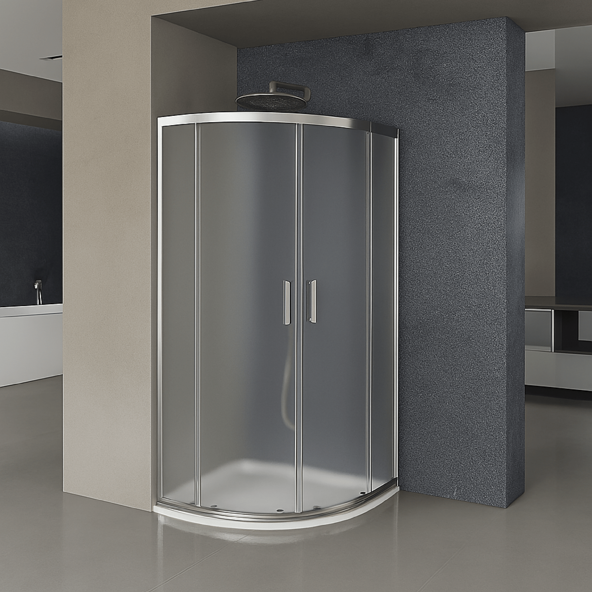 Box Doccia Semicircolare Angolare 80x80 Feridras "Ego 2.0" Cromo Lucido/Vetro Stampato C - Dabicasa