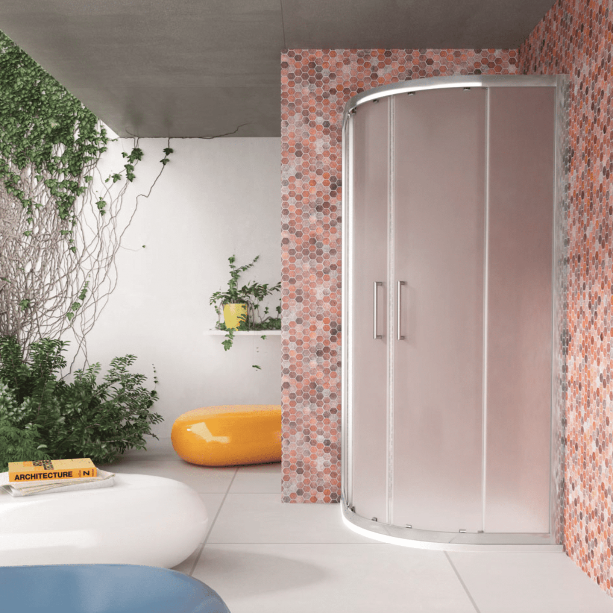 Box Doccia Semicircolare Angolare 80x80 Vanita Docce "Hera" Cromo Lucido/Vetro Trasparente - Dabicasa