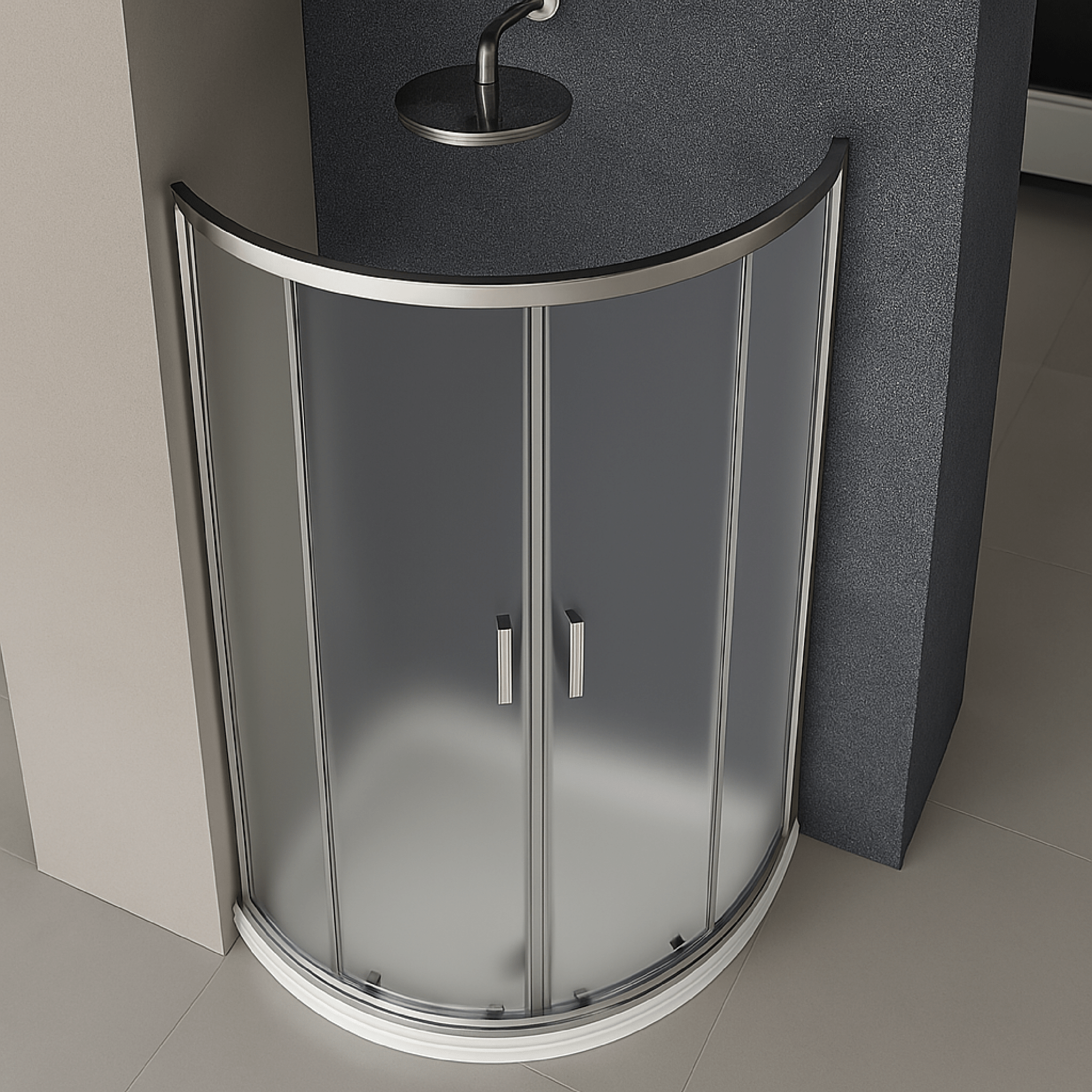 Box Doccia Semicircolare Angolare 90x90 Feridras "Ego 2.0" Cromo Lucido/Vetro Stampato C - Dabicasa