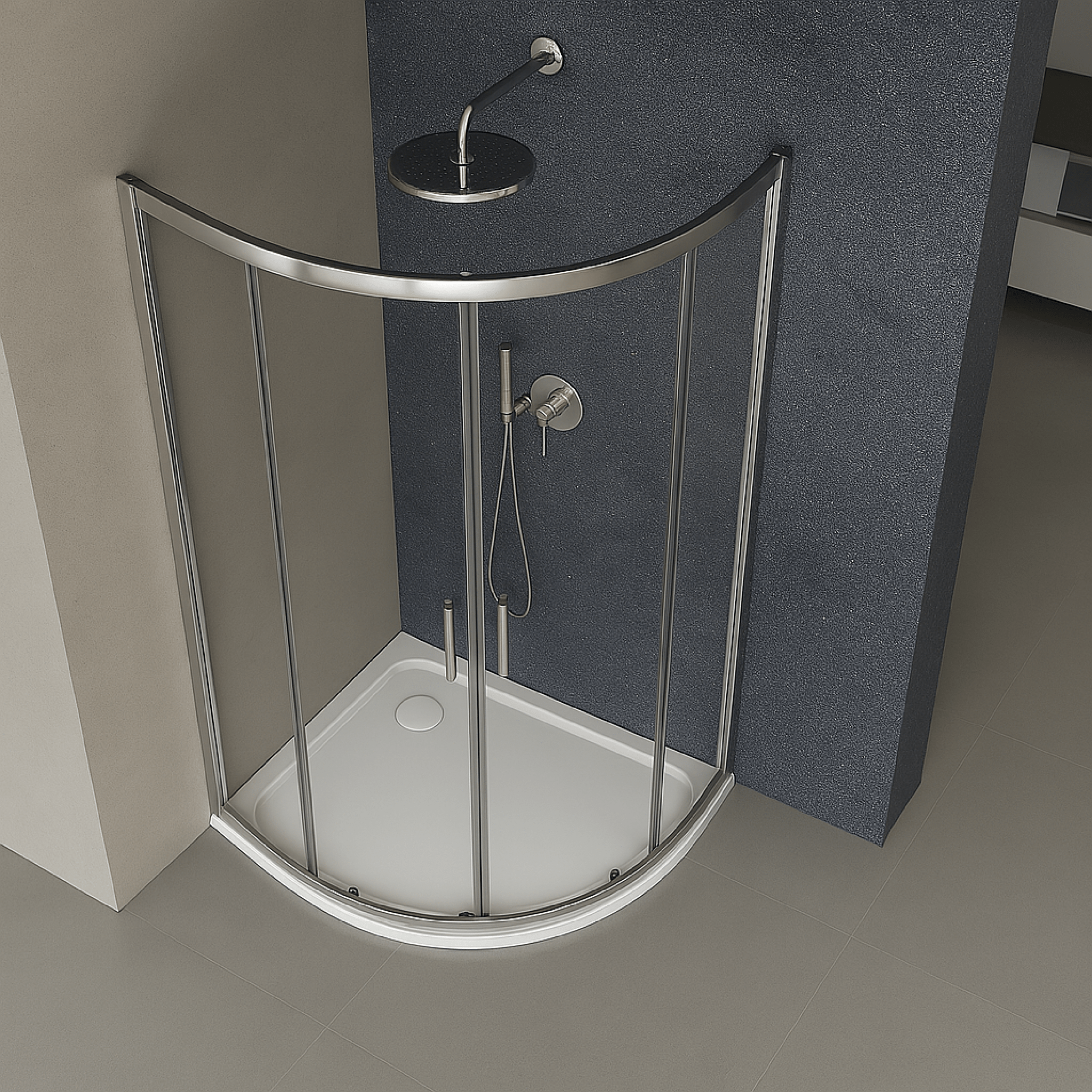 Box Doccia Semicircolare Angolare 90x90 Feridras "Ego 2.0" Cromo Lucido/Vetro Trasparente - Dabicasa