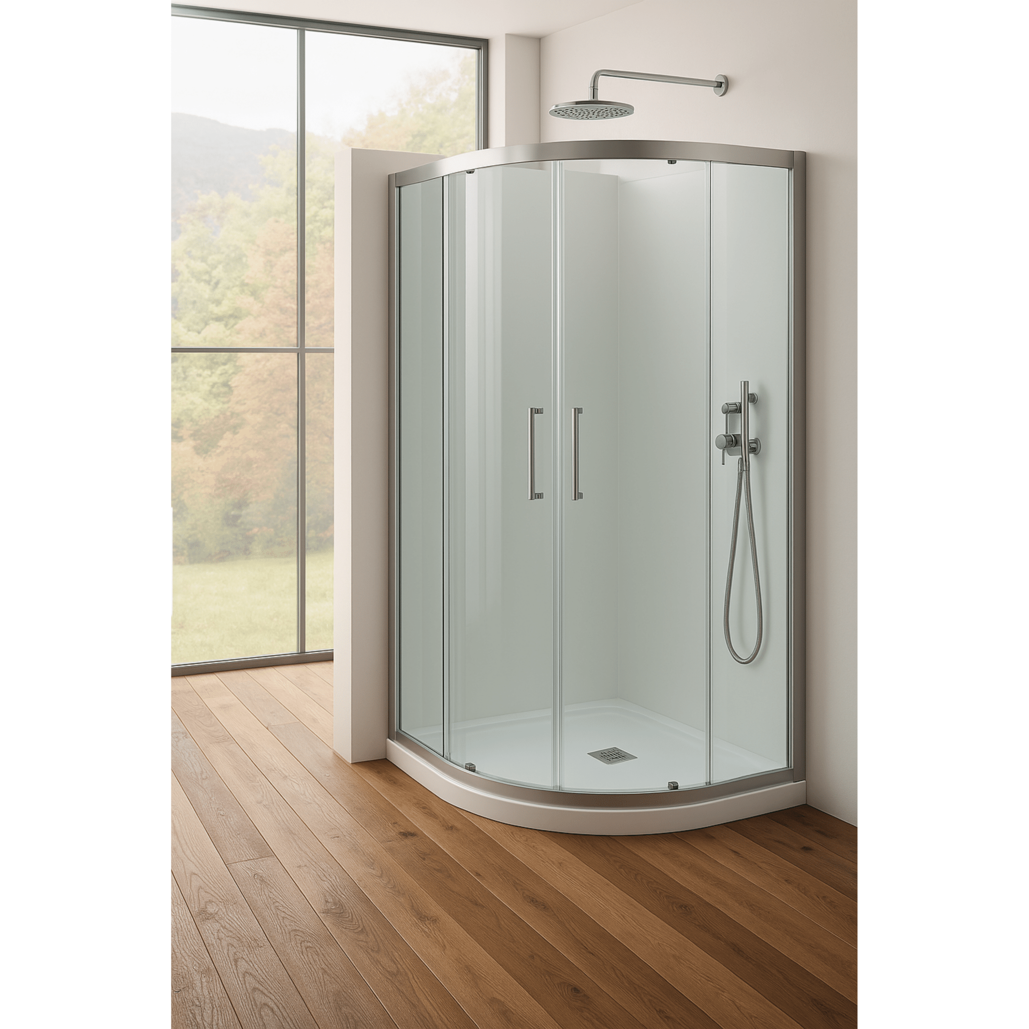 Box Doccia Semicircolare Assimetrico 100x80 Vanita Docce "Hera" Cromo Lucido/Vetro Trasparente - Dabicasa