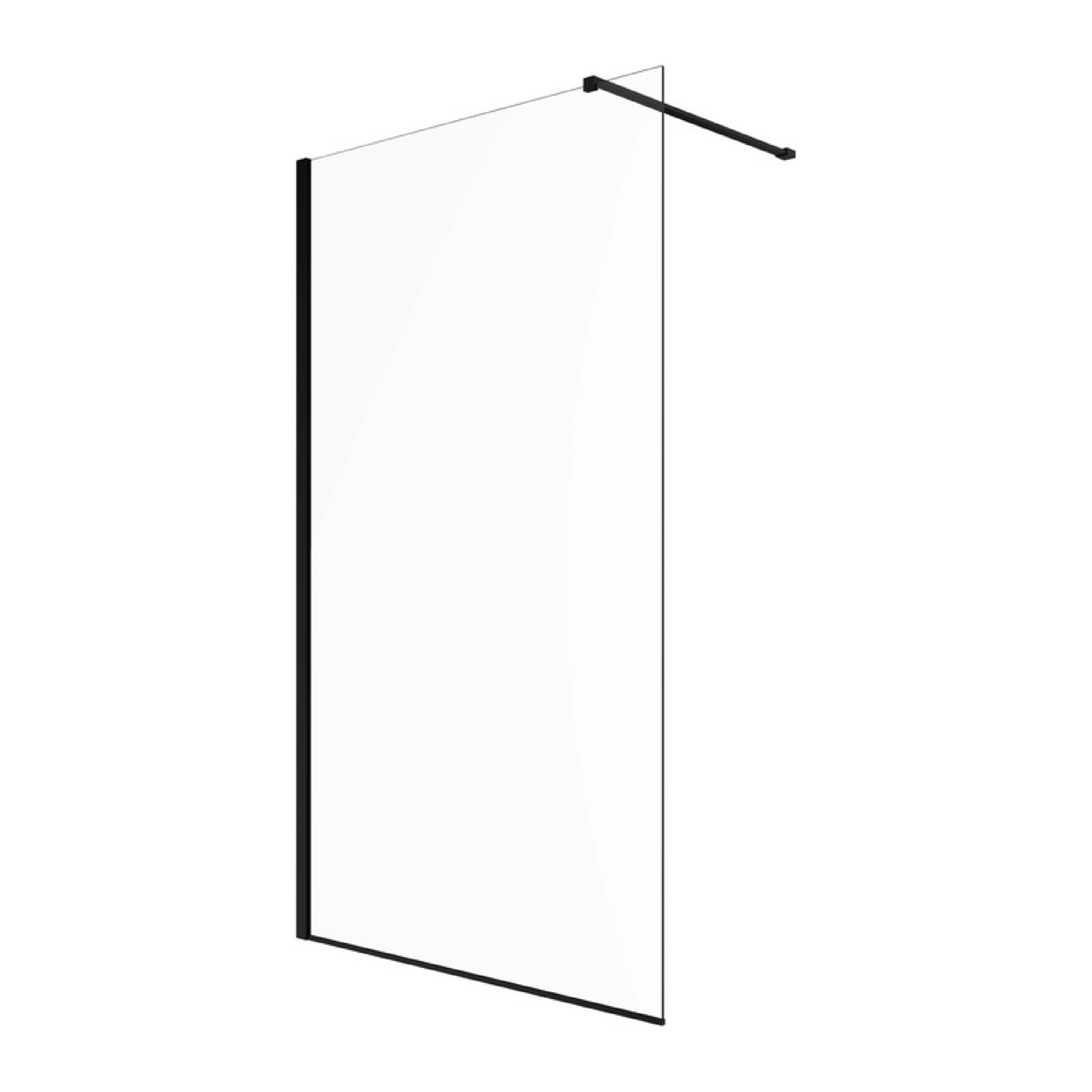 Box Doccia Walk - In 120 Cm Con Braccio Telescopico Ercos "Rex" Nero Opaco/Vetro Trasparente - Dabicasa