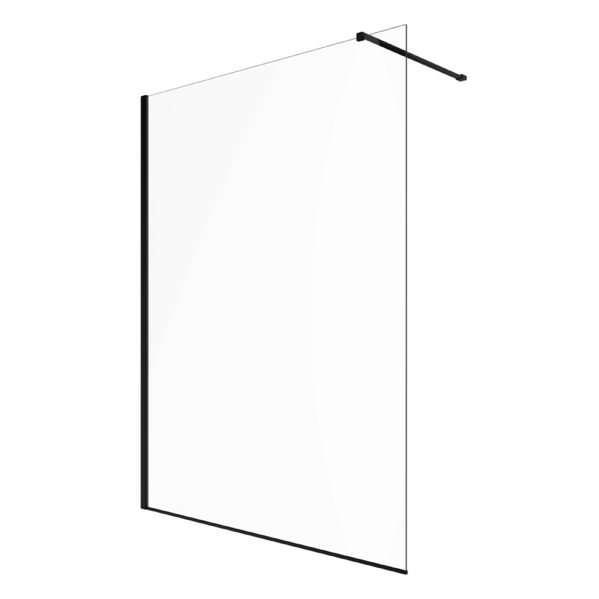 Box Doccia Walk - In 160 Cm Con Braccio Telescopico Ercos "Rex" Nero Opaco/Vetro Trasparente - Dabicasa