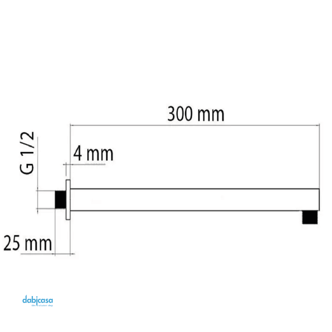 Braccio Soffione Doccia Quadrato "Platinum" Acciaio Da 30 cm - Dabicasa