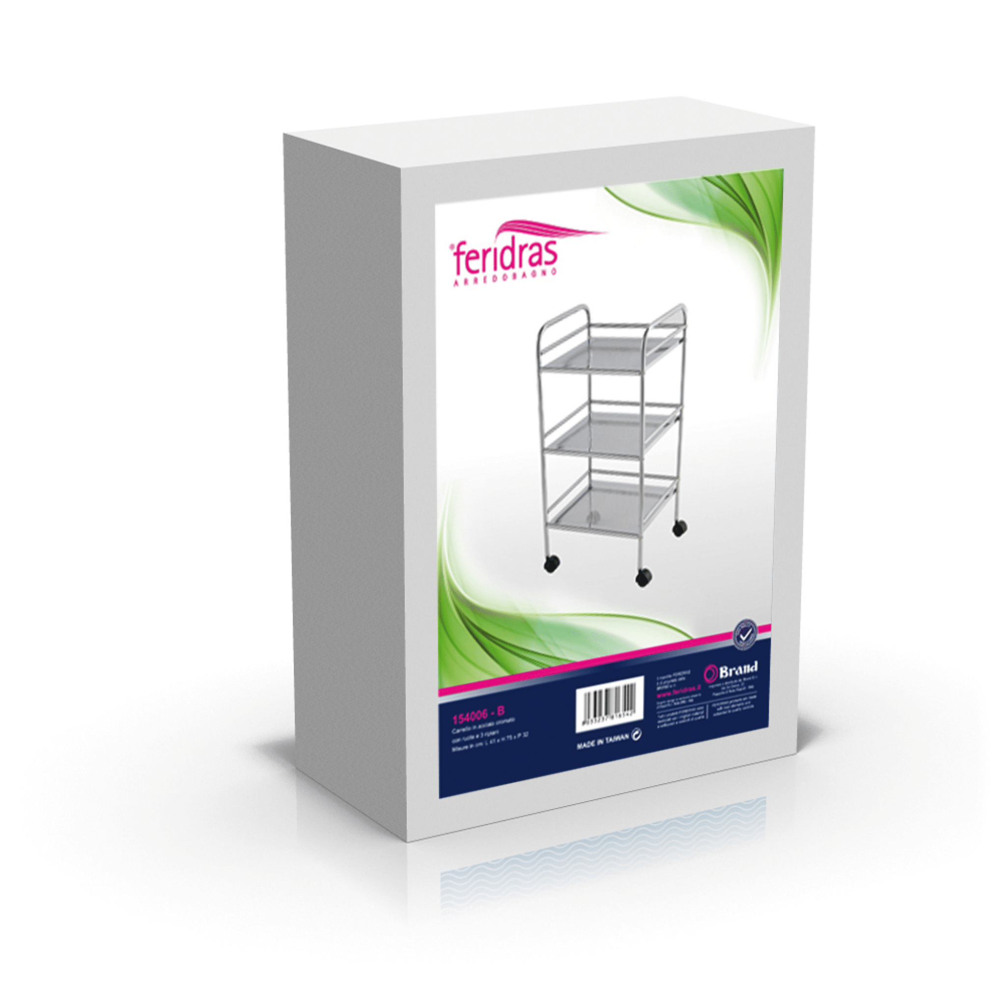 Carrello Multiuso 75 Cm Tre Ripiani Feridras Cromo Lucido - Dabicasa