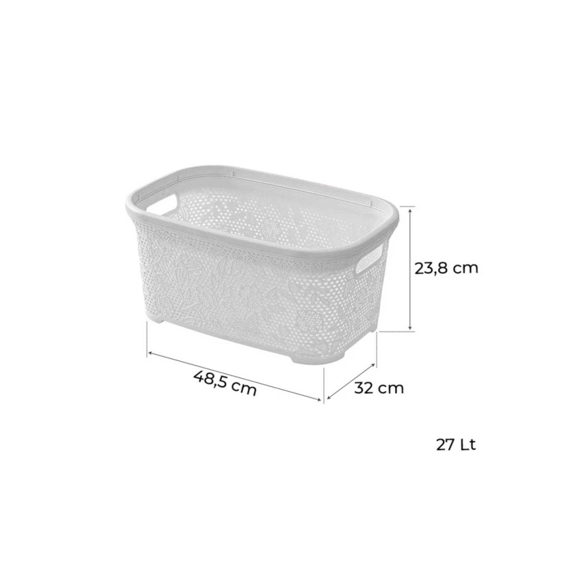 Cesta Portabiancheria 27 Lt Feridras "Flower" Bianco - Dabicasa