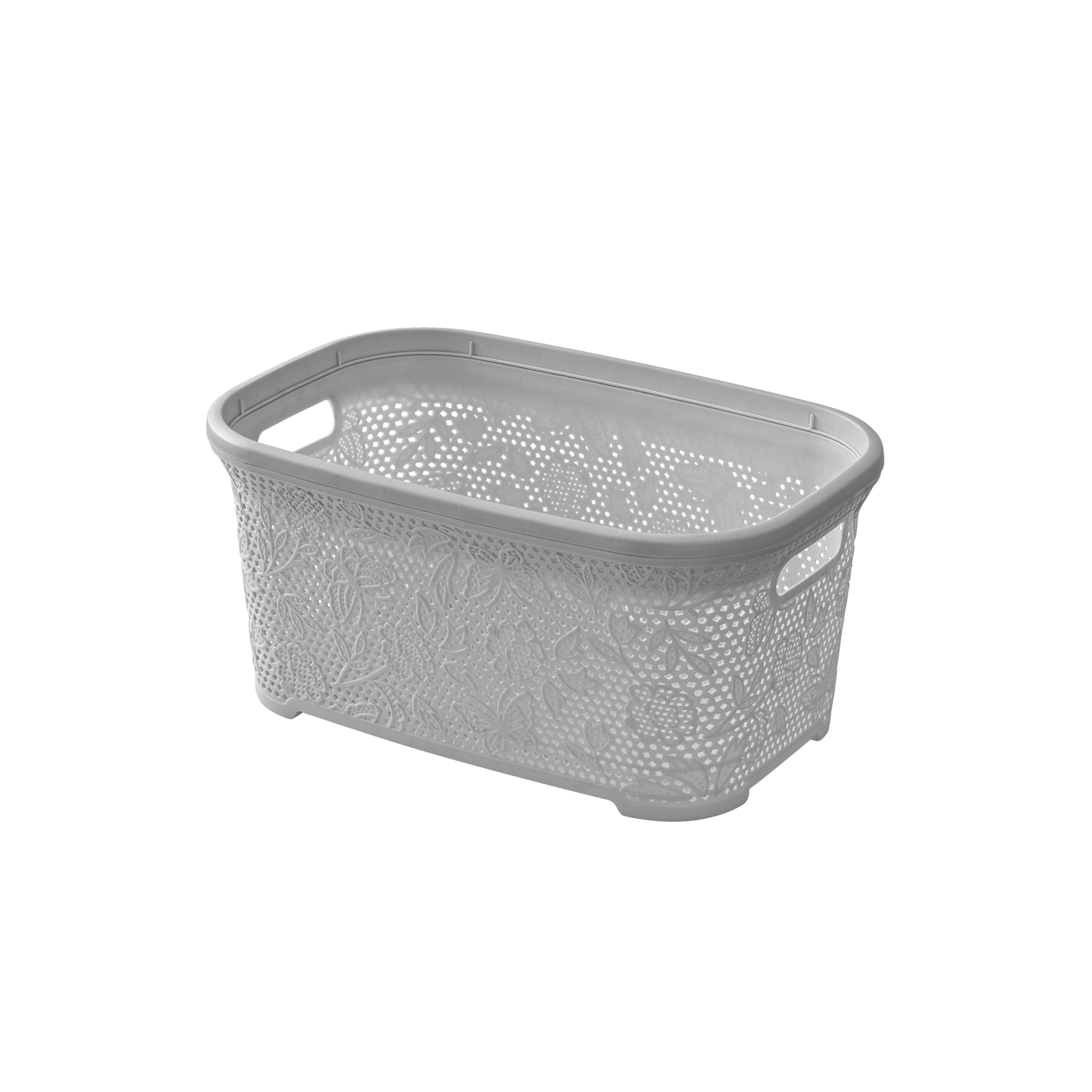 Cesta Portabiancheria 27 Lt Feridras "Flower" Grigio - Dabicasa