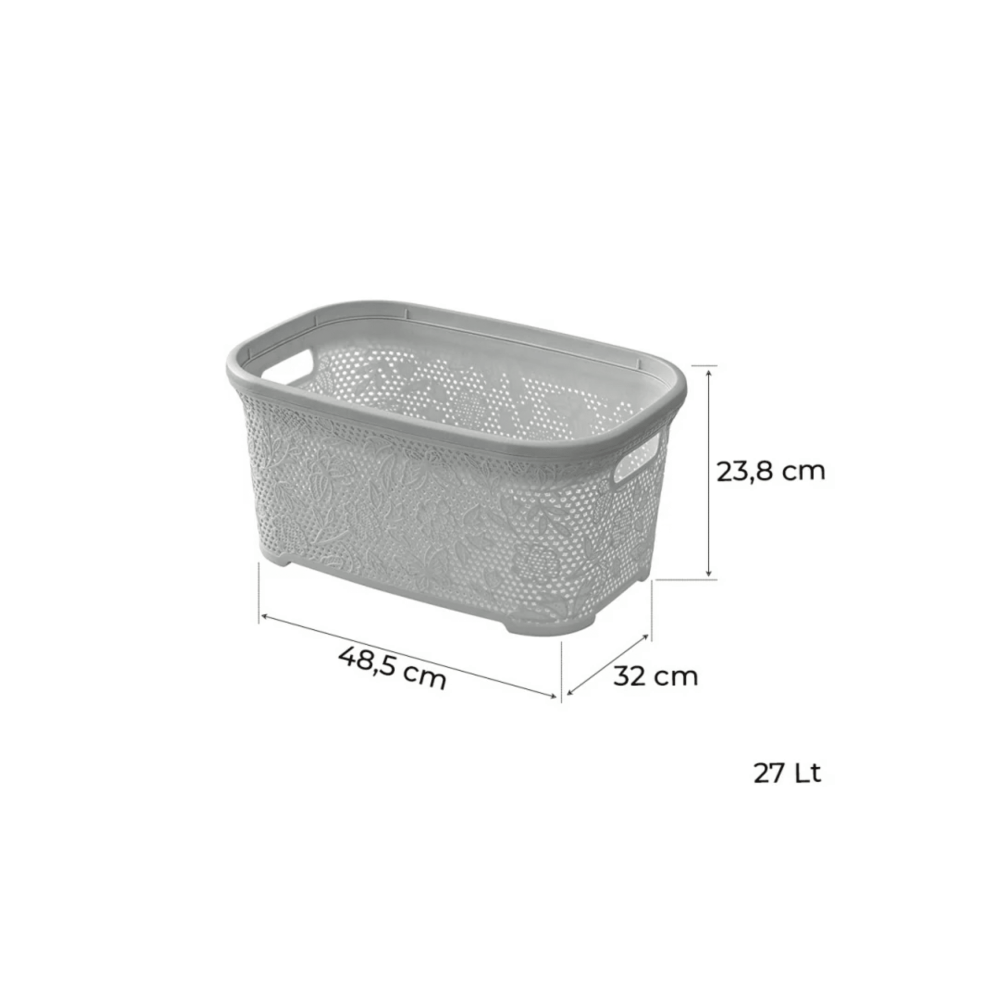 Cesta Portabiancheria 27 Lt Feridras "Flower" Grigio - Dabicasa