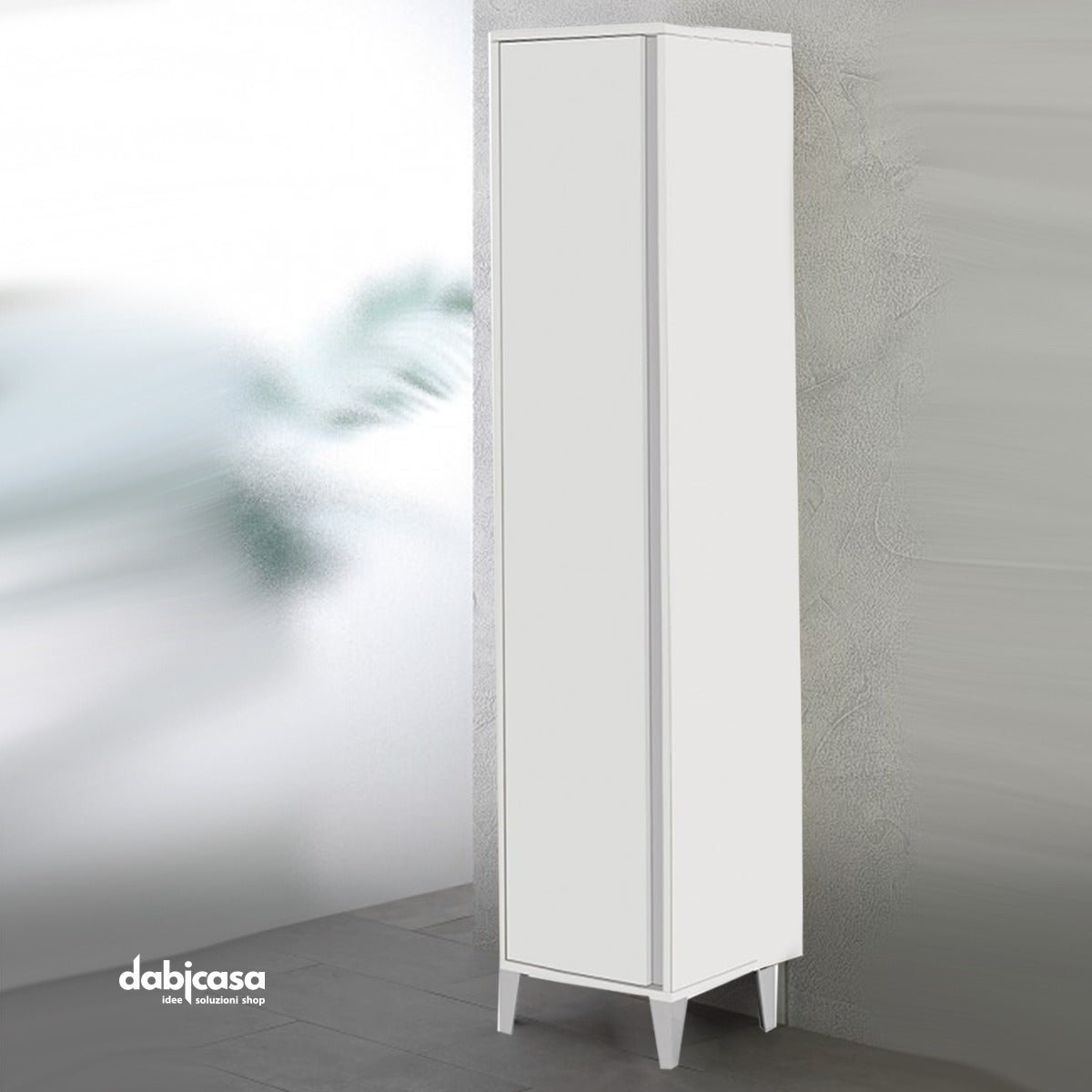 Colonna Armadio/Portascopa A Terra "Mondo 2.0" Da 183 Cm Composto Da Un'Anta Finitura Bianco Opaco/Bianco Laccato - Dabicasa