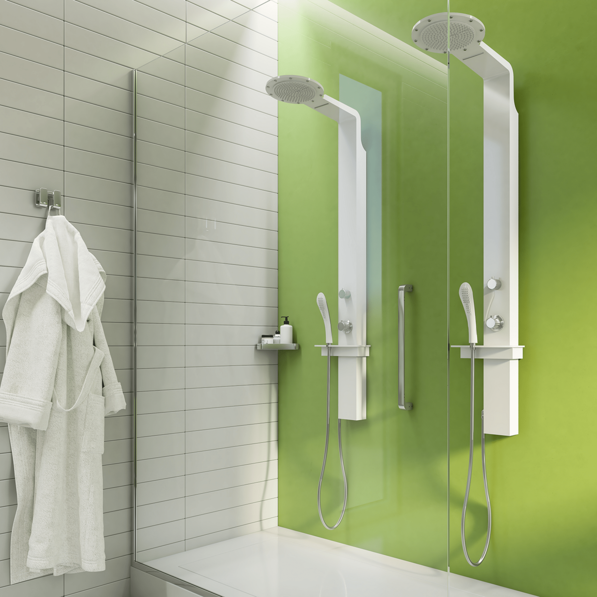Colonna Doccia Con Effetto Cascata Miscelatore Termostatico e Deviatore a 3 Vie Gedy "Wellness 01" Bianco - Dabicasa