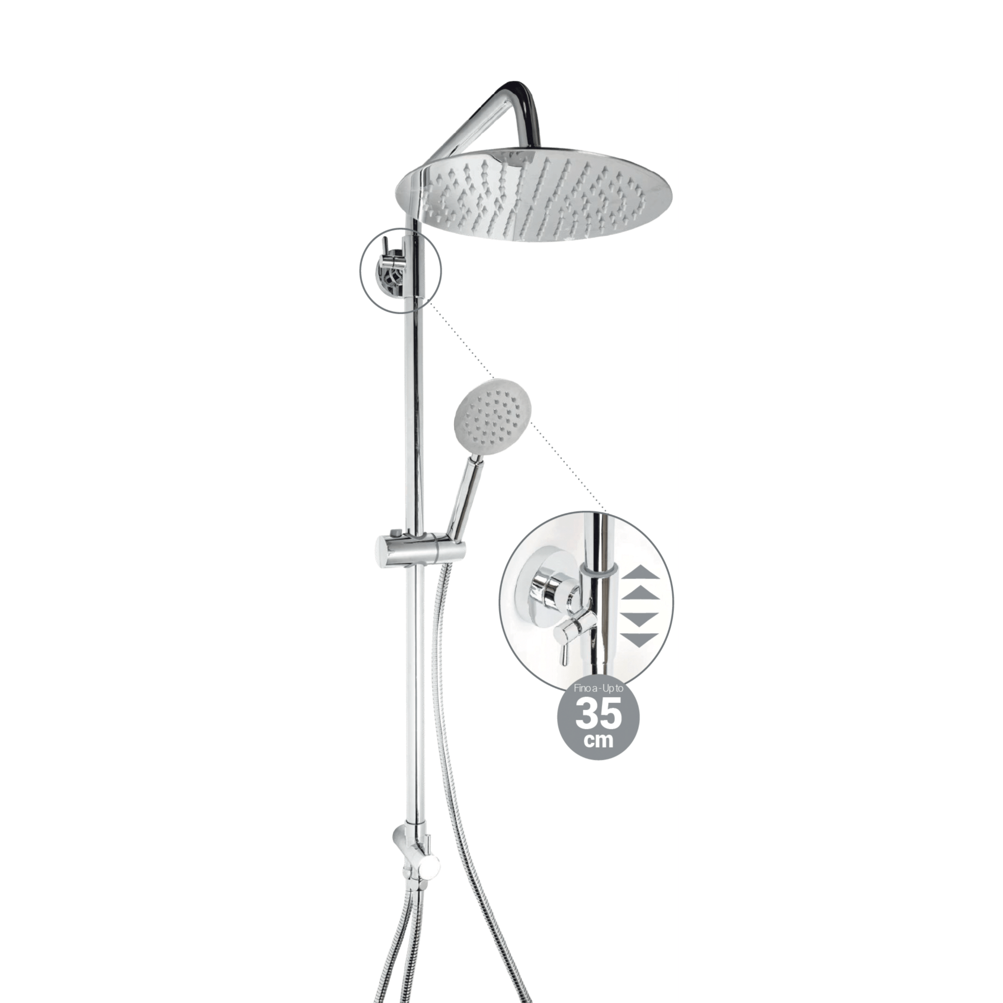 Colonna Doccia Con Kit Doccetta e Deviatore a 2 Uscite Metaform "Poseidon" Cromo Lucido - Dabicasa