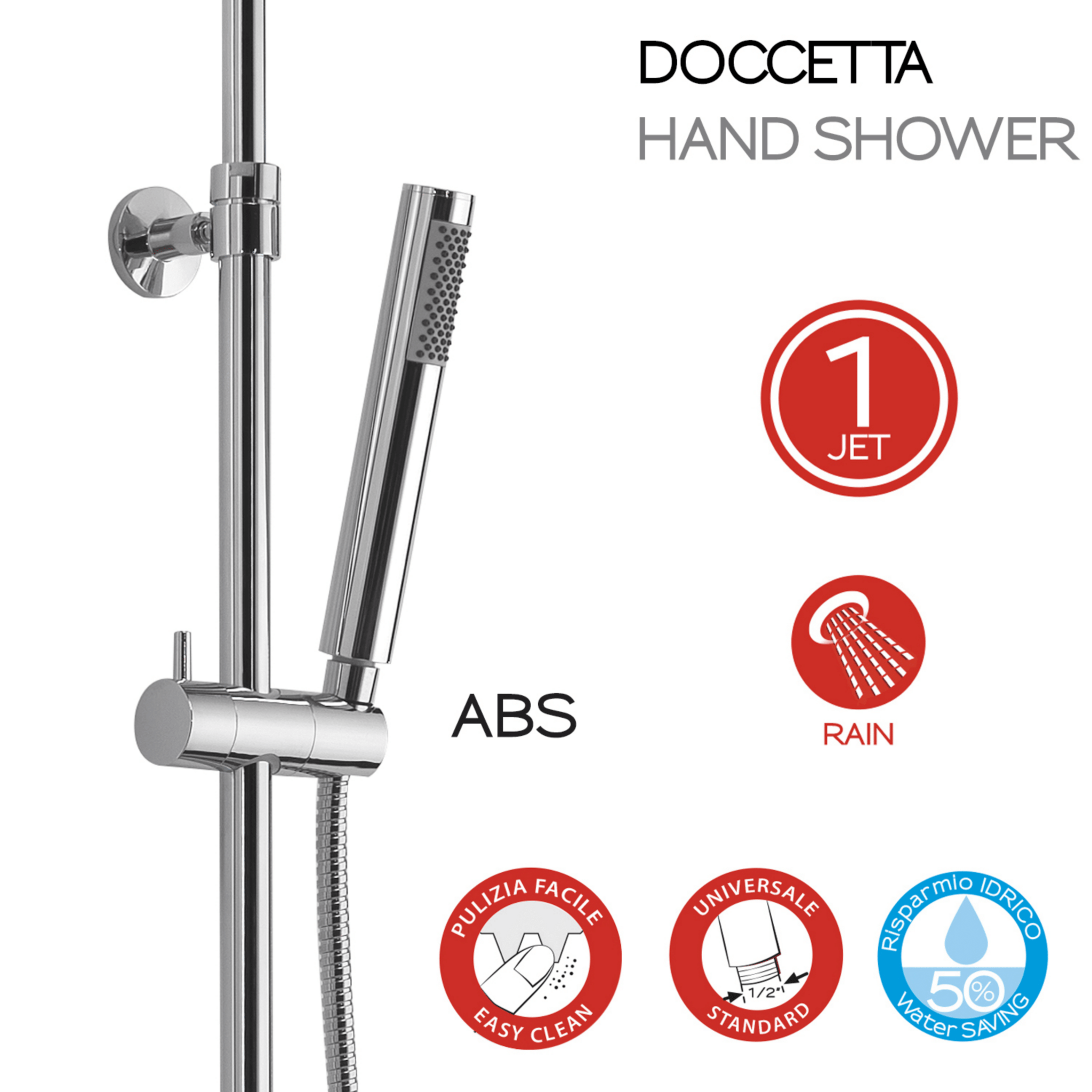 Colonna Doccia Con Kit Doccetta e Deviatore a 2 Vie Gedy "Star 00" Cromo Lucido - Dabicasa