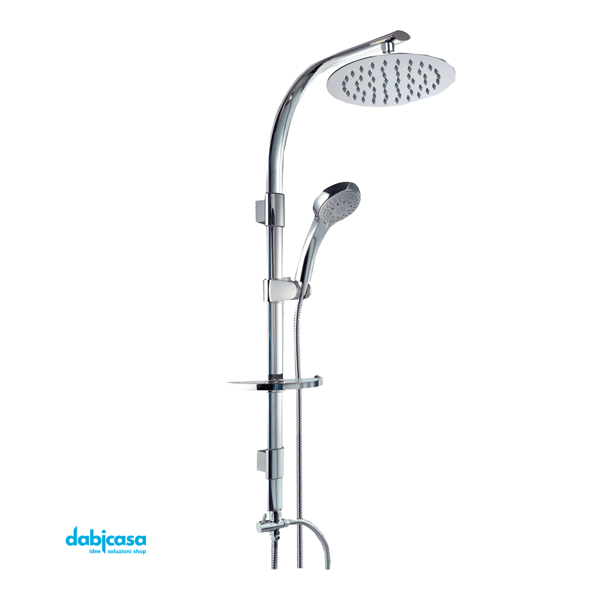 Colonna Doccia "Filo Round" In Acciaio Inox Con Doccetta e Soffione Diametro 20cm - Dabicasa