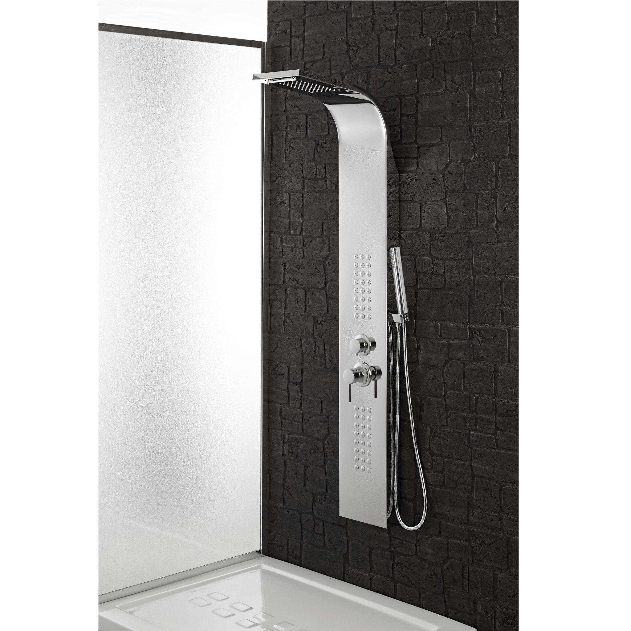 Colonna Doccia Idromassaggio Con Effetto Cascata e Kit Doccetta Feridras "Miami" Cromo Lucido - Dabicasa