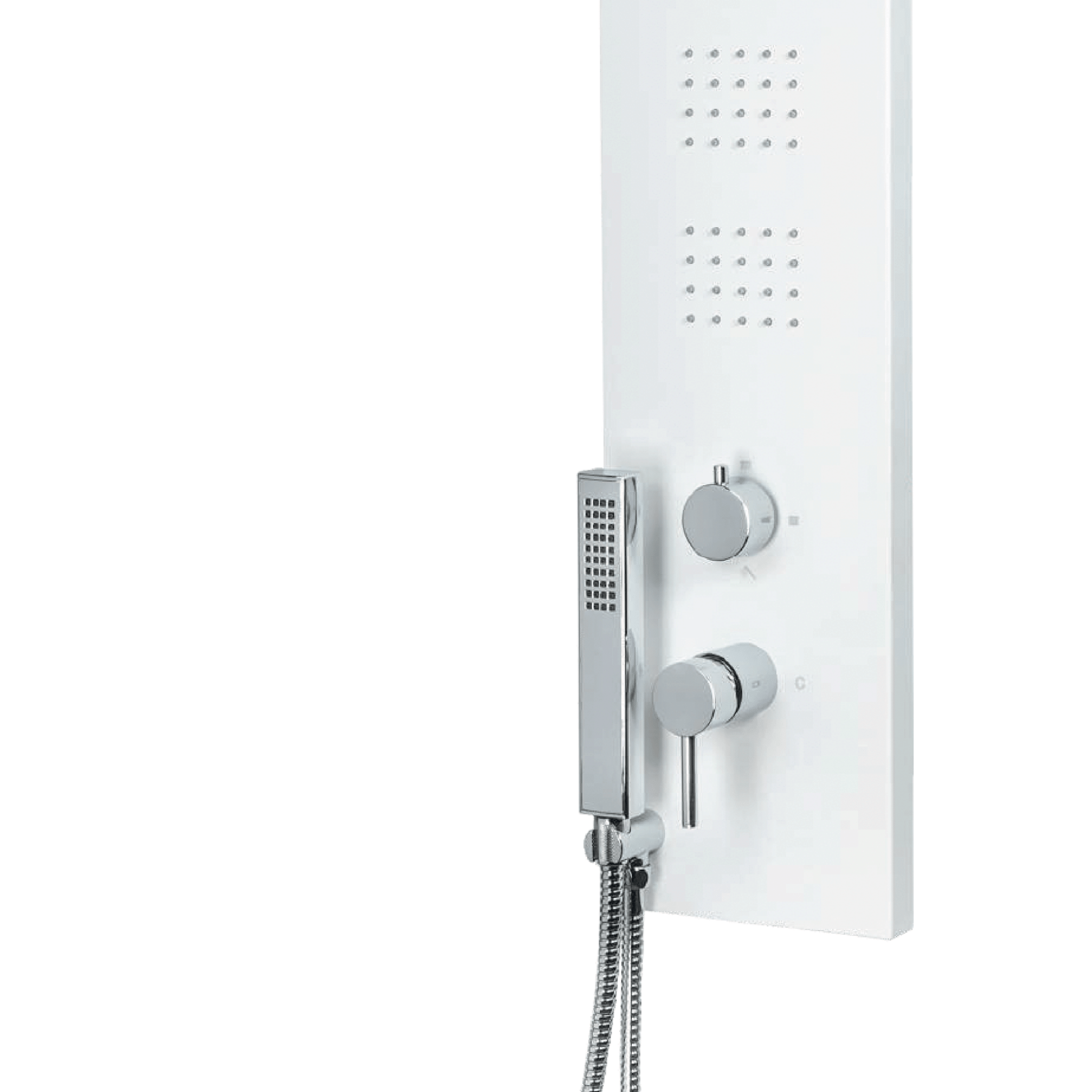 Colonna Doccia Idromassaggio Con Effetto Cascata e Kit Doccetta Metaform "Trend" Bianco Opaco - Dabicasa