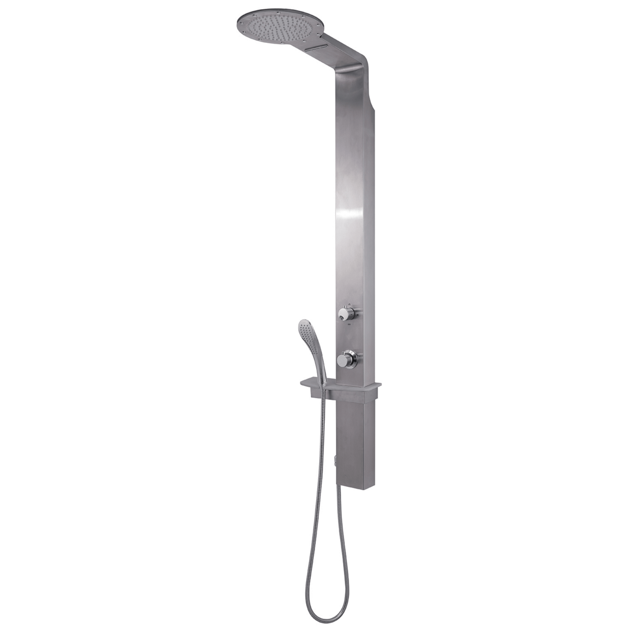 Colonna Doccia Idromassaggio Con Effetto Cascata Miscelatore Termostatico e Deviatore a 3 Vie Gedy "Wellness 02" Inox Spazzolato - Dabicasa