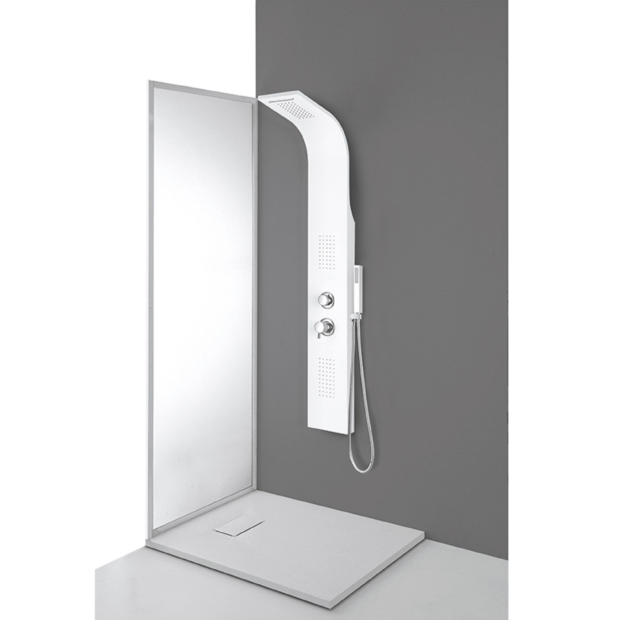 Colonna Doccia Idromassaggio Con Kit Doccetta Feridras "Milano" Bianco Opaco - Dabicasa
